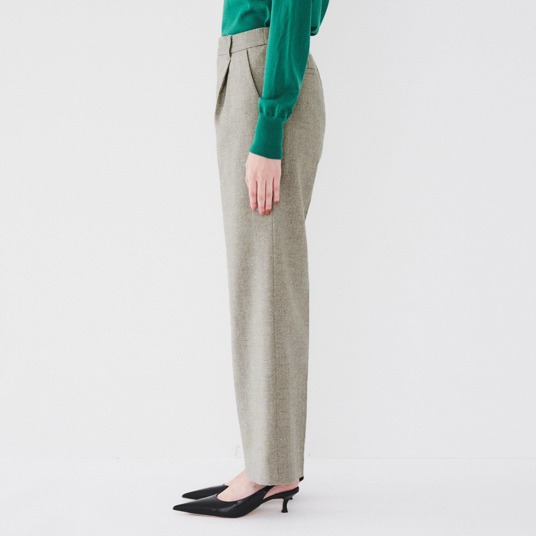 UNTITLED「【日本製/ストレート/センタープレス】ネップへリンボン ワイドパンツ」|その他|