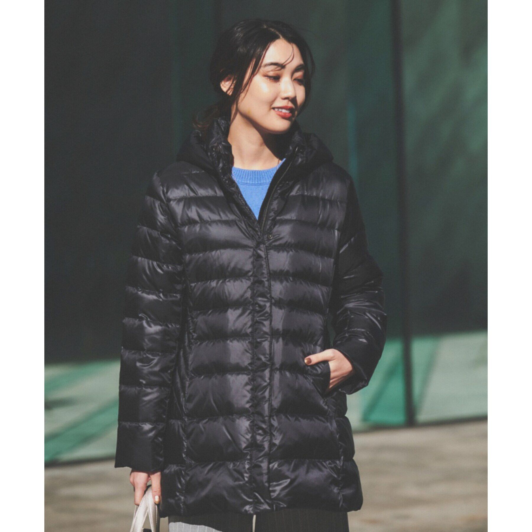 UNTITLED「【撥水/洗える/すっきり】ミディ丈タフタダウンコート」|ダウン|