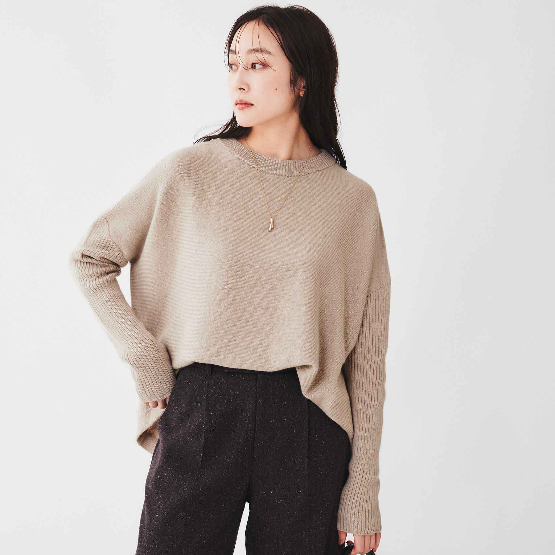 UNTITLED「ウールシルクカシミヤミックス ボートネックプルオーバーニット」|ニット・セーター|