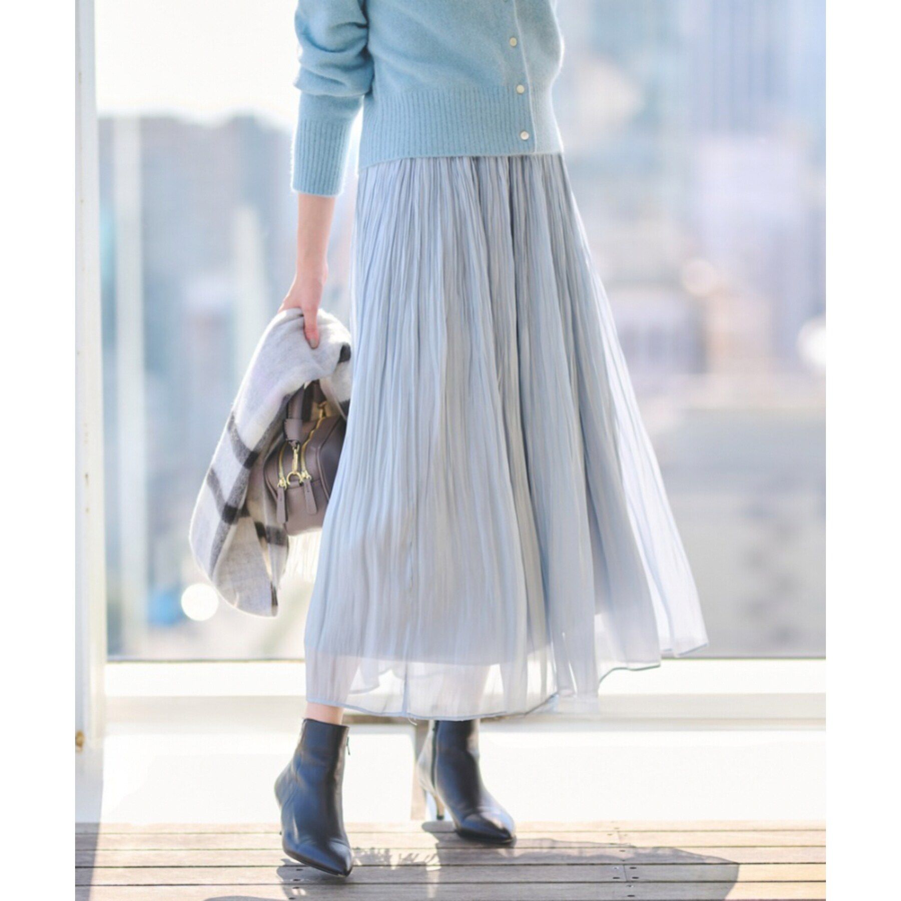 UNTITLED「【ウエストゴム/洗える】シアープリーツスカート」|スカート|