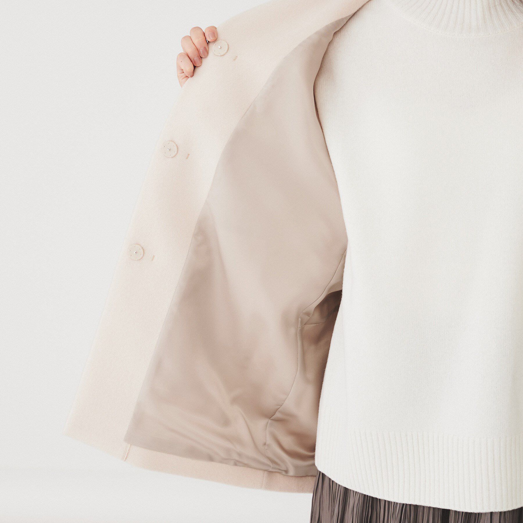 UNTITLED「【日本製】ミディ丈ノーカラーコート」|ノーカラーコート|