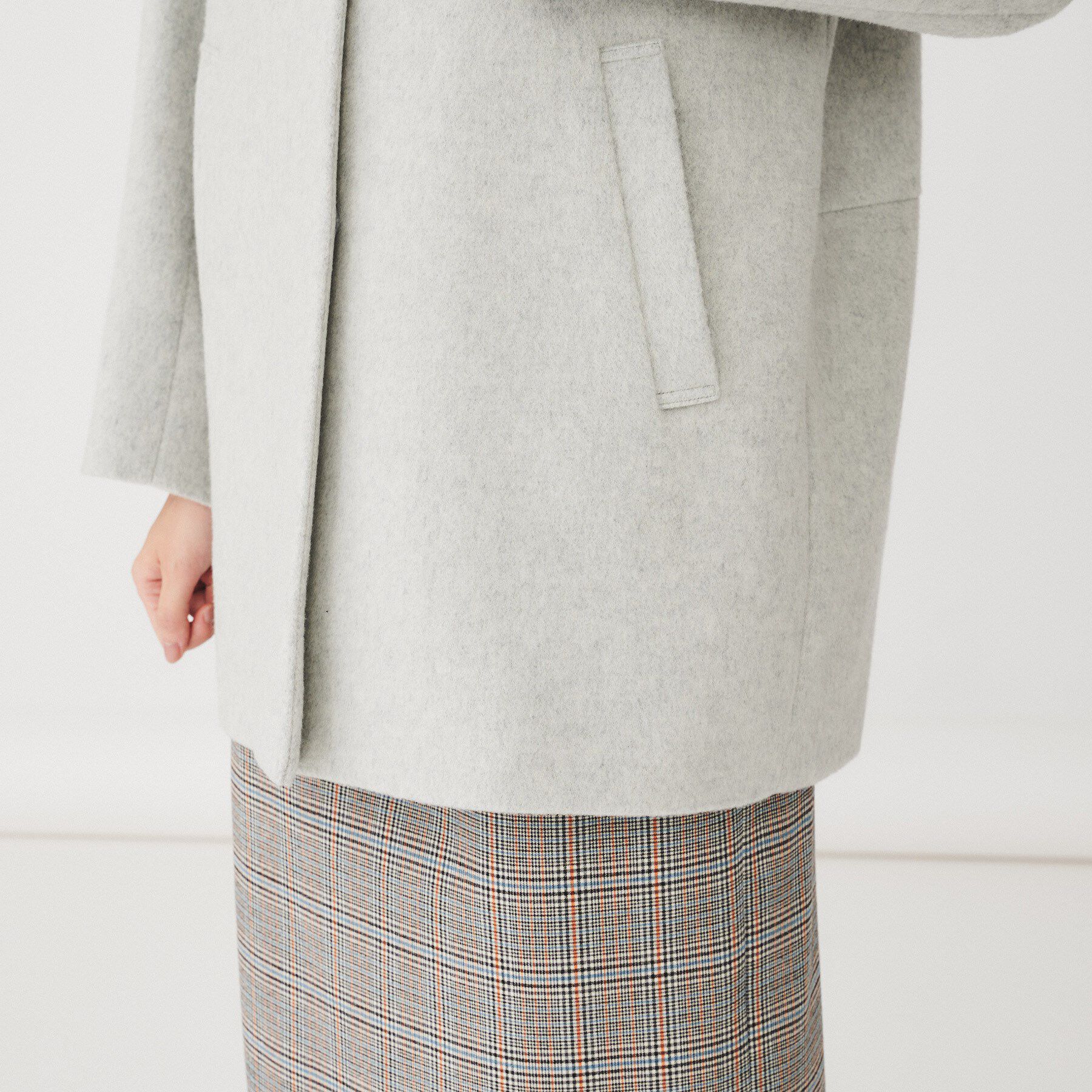 UNTITLED「【日本製】ミディ丈ノーカラーコート」|ノーカラーコート|