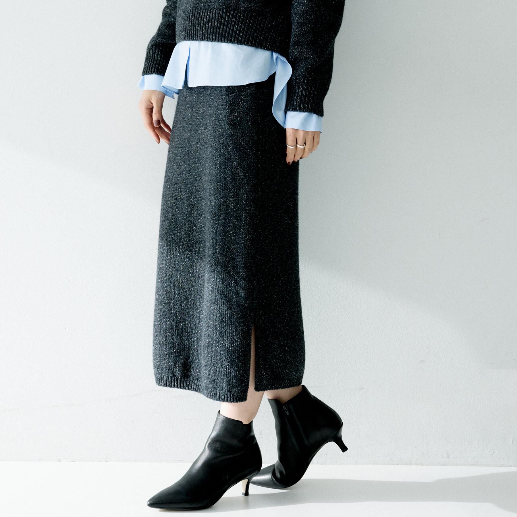 UNTITLED「【セットアップ可/ウエストゴム】ラメニットナロースカート」|スカート|