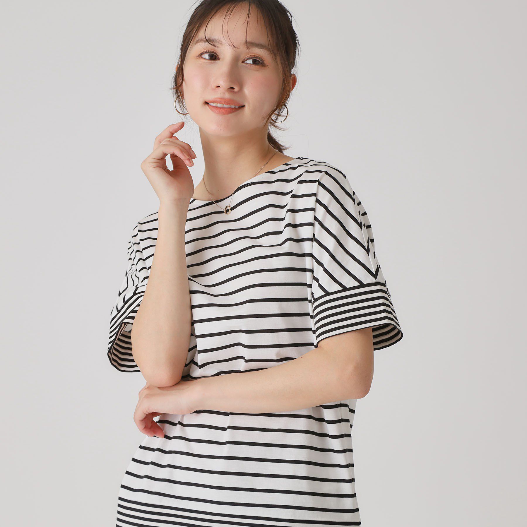 COUP DE CHANCE「【洗える／日本製】ボーダー切替デザイントップス」|Tシャツ・カットソー|