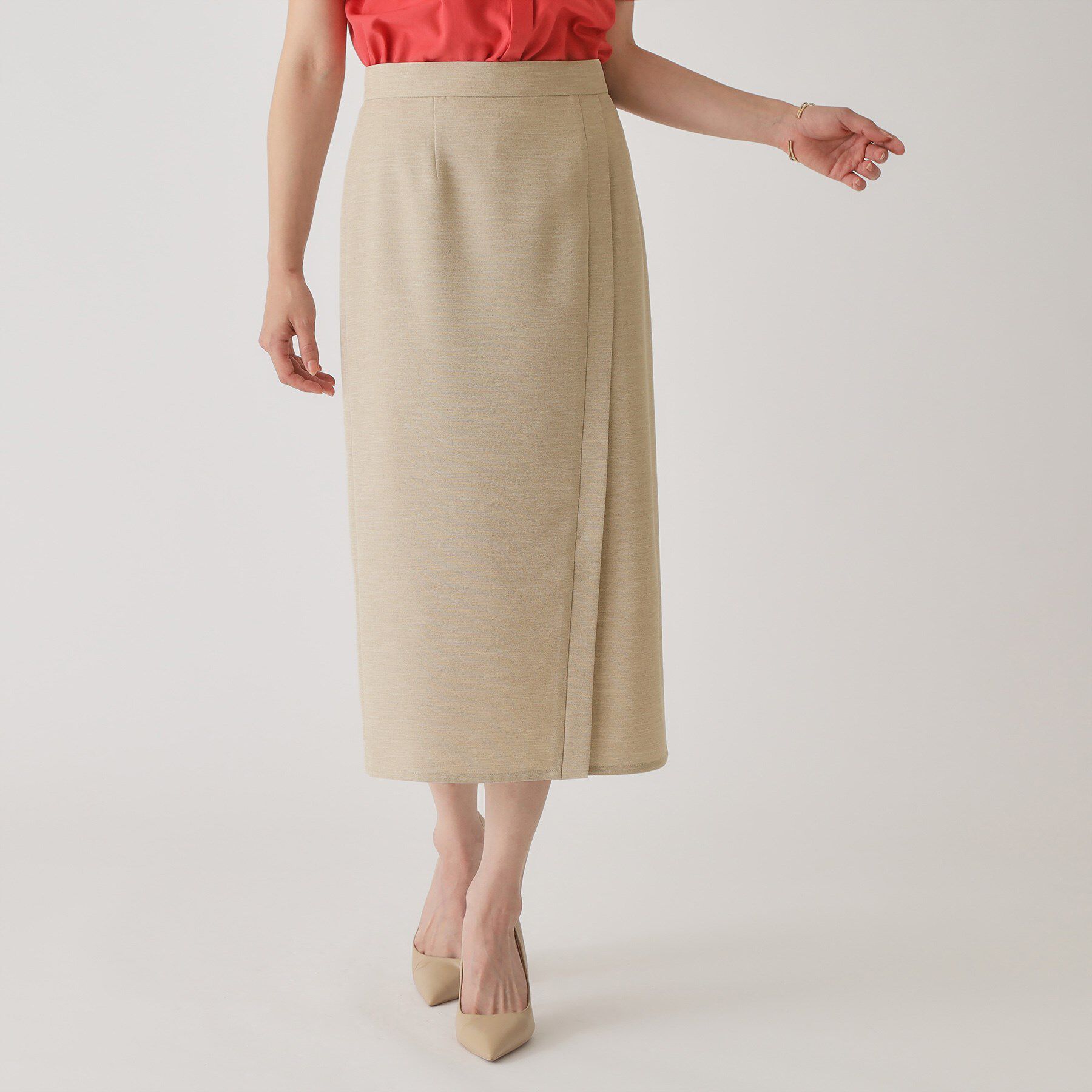 COUP DE CHANCE「【手洗い可／日本製】きれいめデザインタイトスカート」|スカート|グレージュ(450)