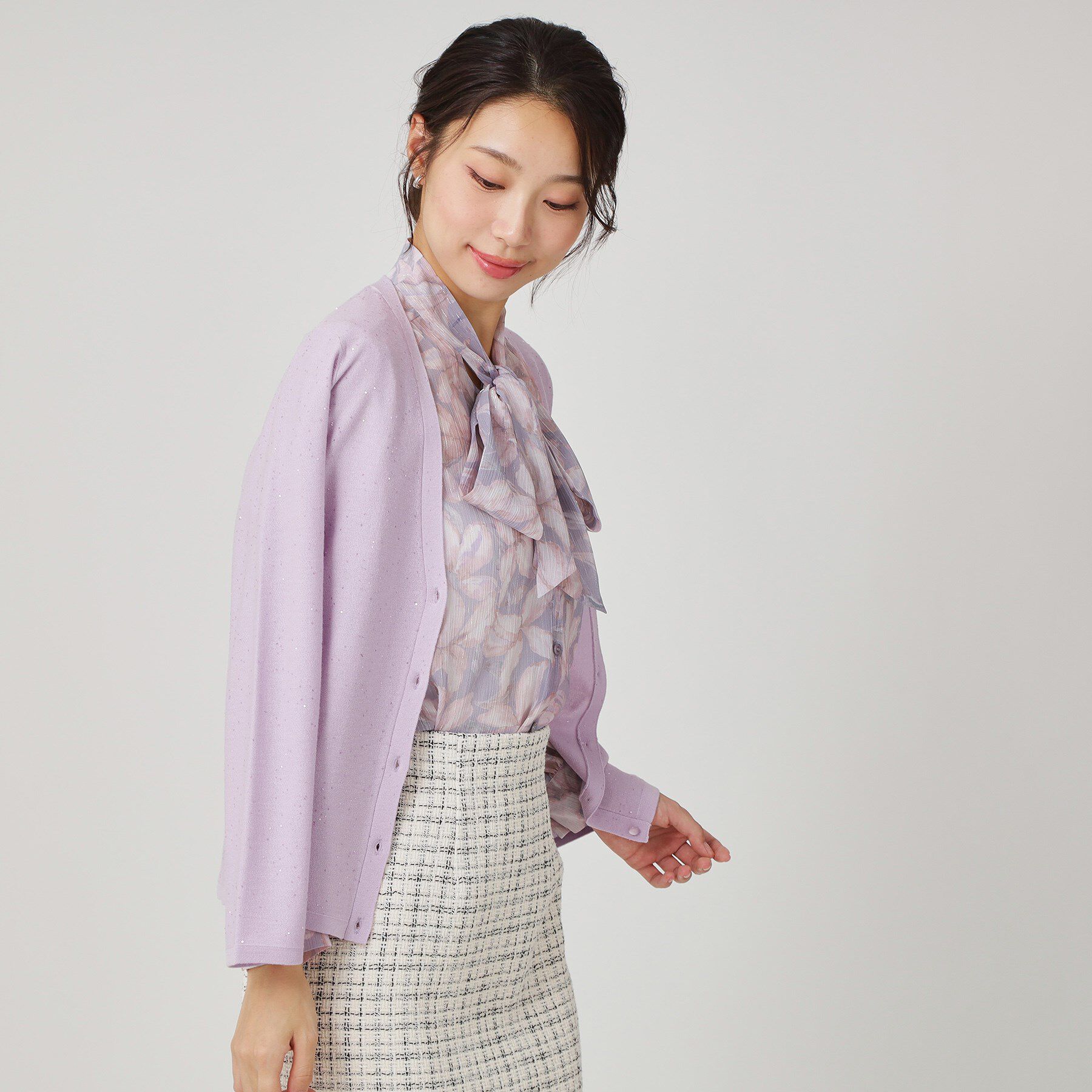 COUP DE CHANCE「【手洗い可】スパンコール入ニットカーディガン」|カーディガン|ラベンダー(080)