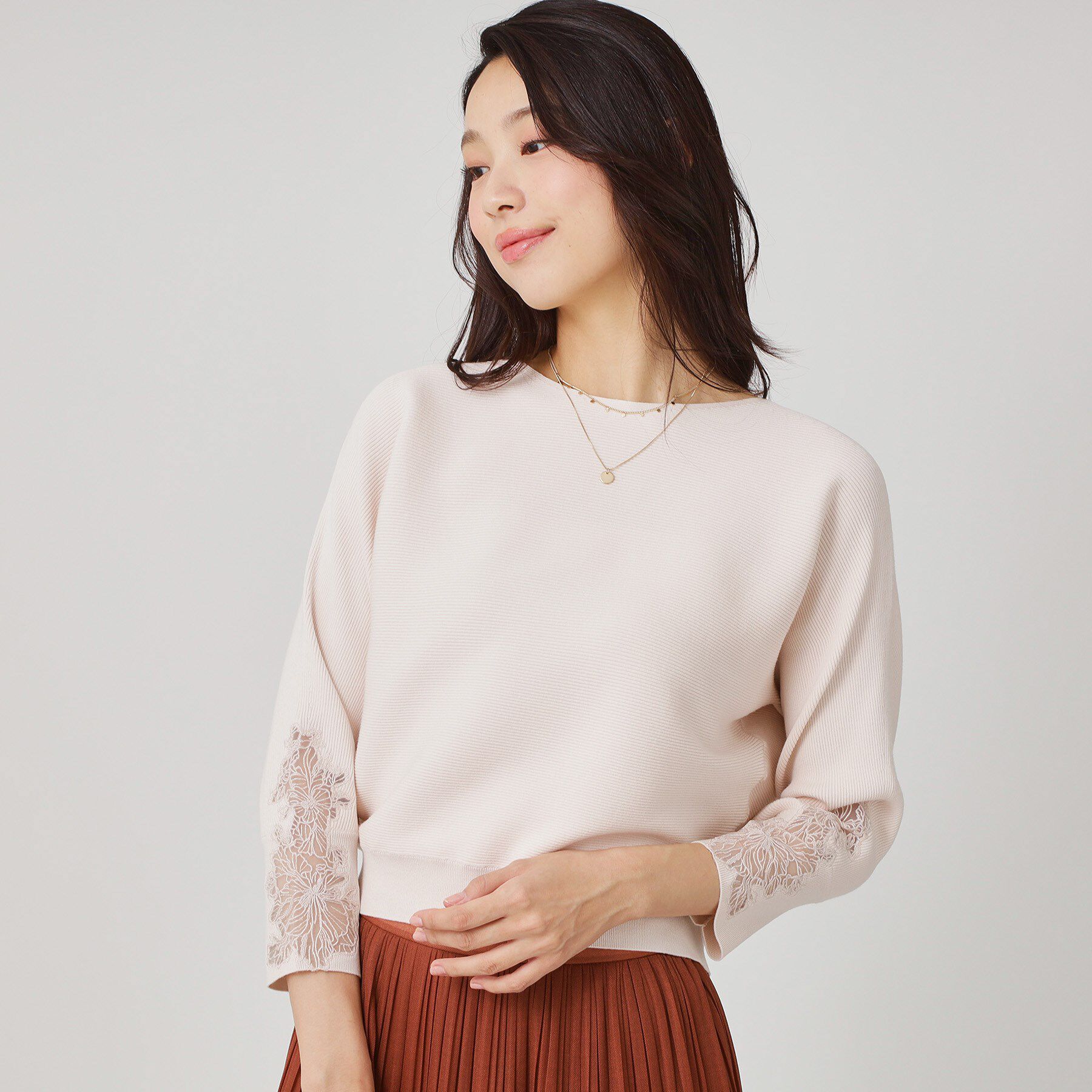 COUP DE CHANCE「【手洗い可】オーガンジー刺しゅうニットトップス」|ニット・セーター|