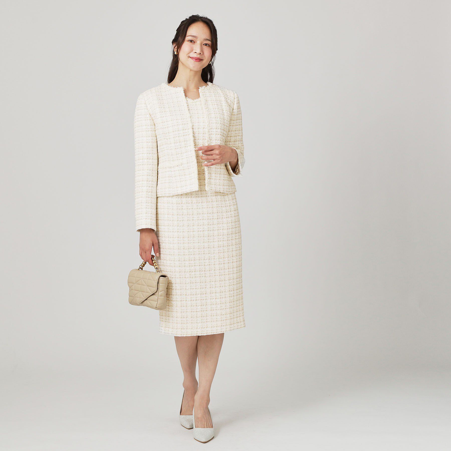 COUP DE CHANCE「【日本製／セットアップ可】ファンシーツィードのワンピース」|ワンピース|