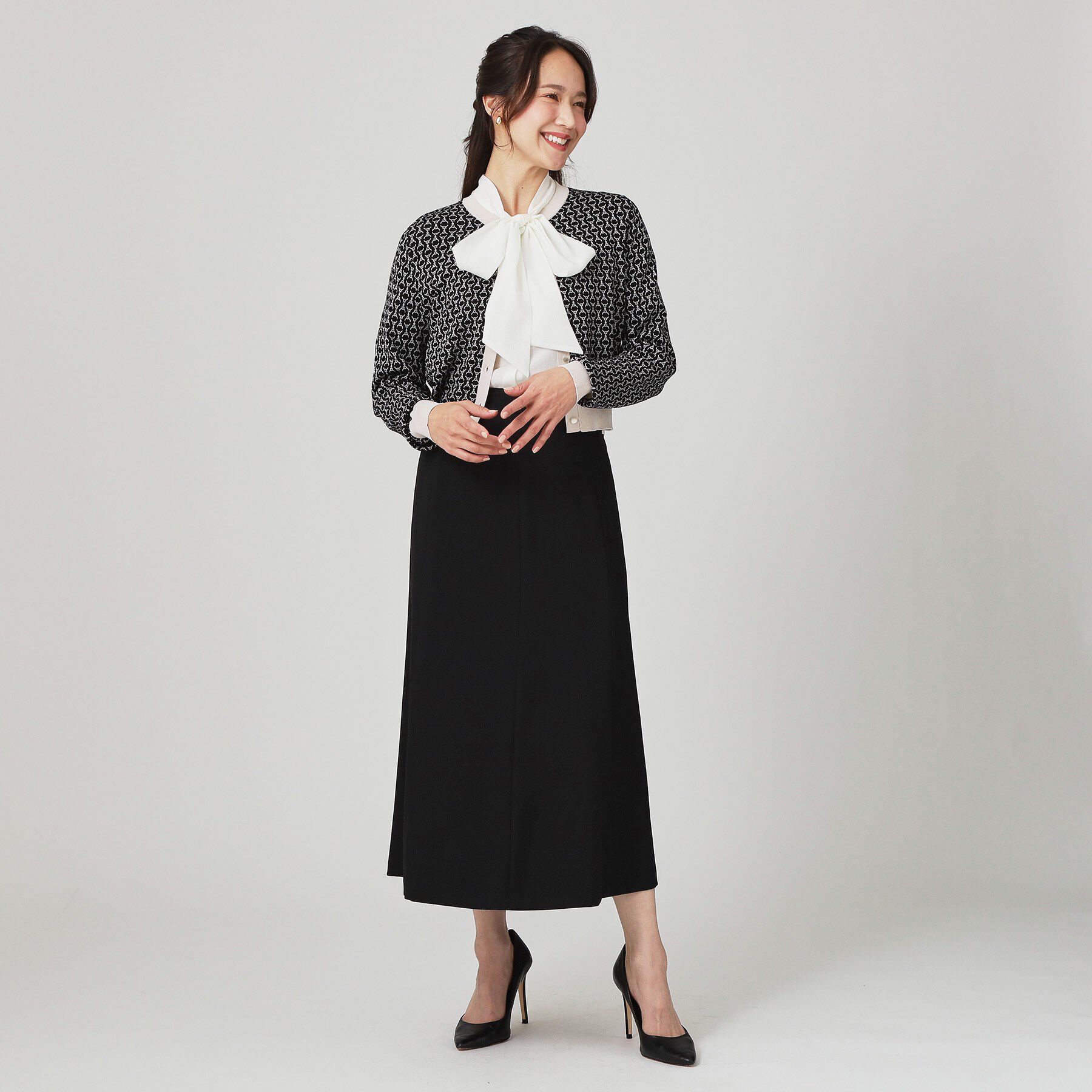 COUP DE CHANCE「【手洗い可】幾何柄風ジャカードカーディガン」|カーディガン|