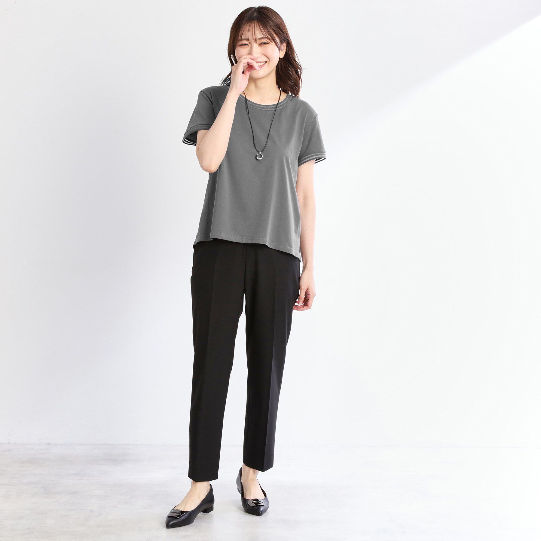 Reflect「【インナーにおすすめ◎】シアーネックデザインプルオーバー」|Tシャツ・カットソー|