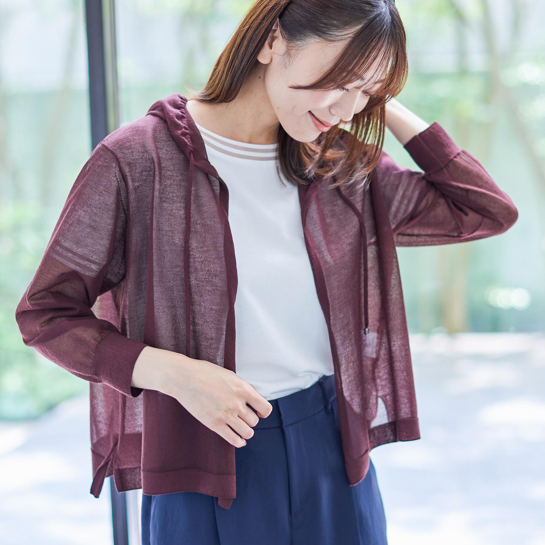 Reflect「【インナーにおすすめ◎】シアーネックデザインプルオーバー」|Tシャツ・カットソー|