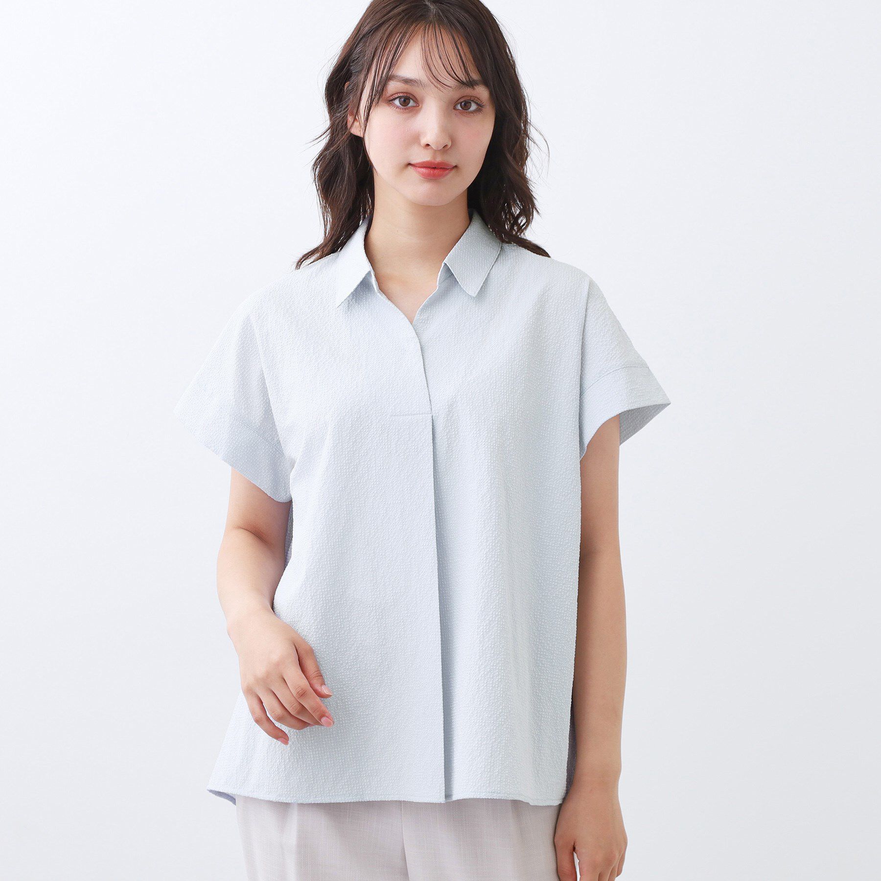 Reflect「【二の腕さりげなくカバー】シャツ衿オフボディブラウス」|シャツ・ブラウス|