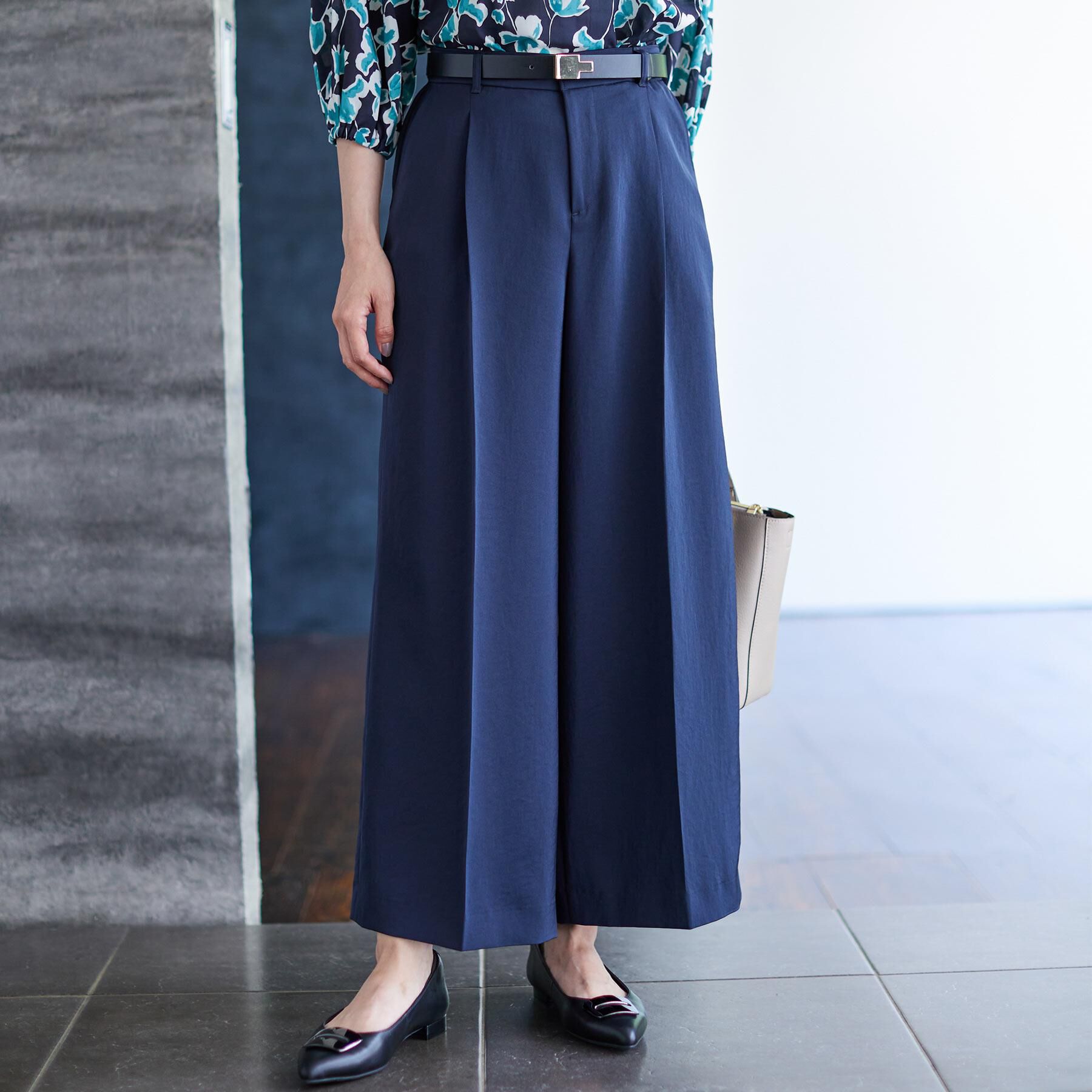 Reflect「【透けない】フルレングスワイドストレートパンツ」|その他|ネイビー(094)