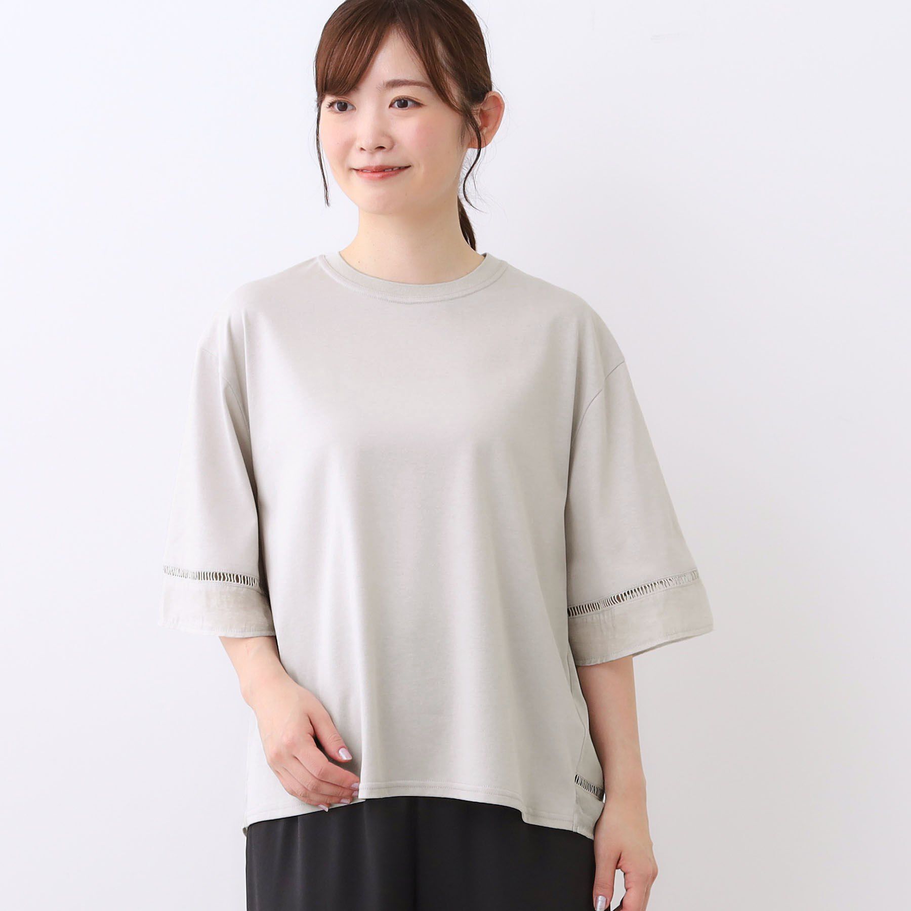 Reflect「【E‐QUALITY／体型カバー】シアー&times;レースデザインプルオーバー」|Tシャツ・カットソー|