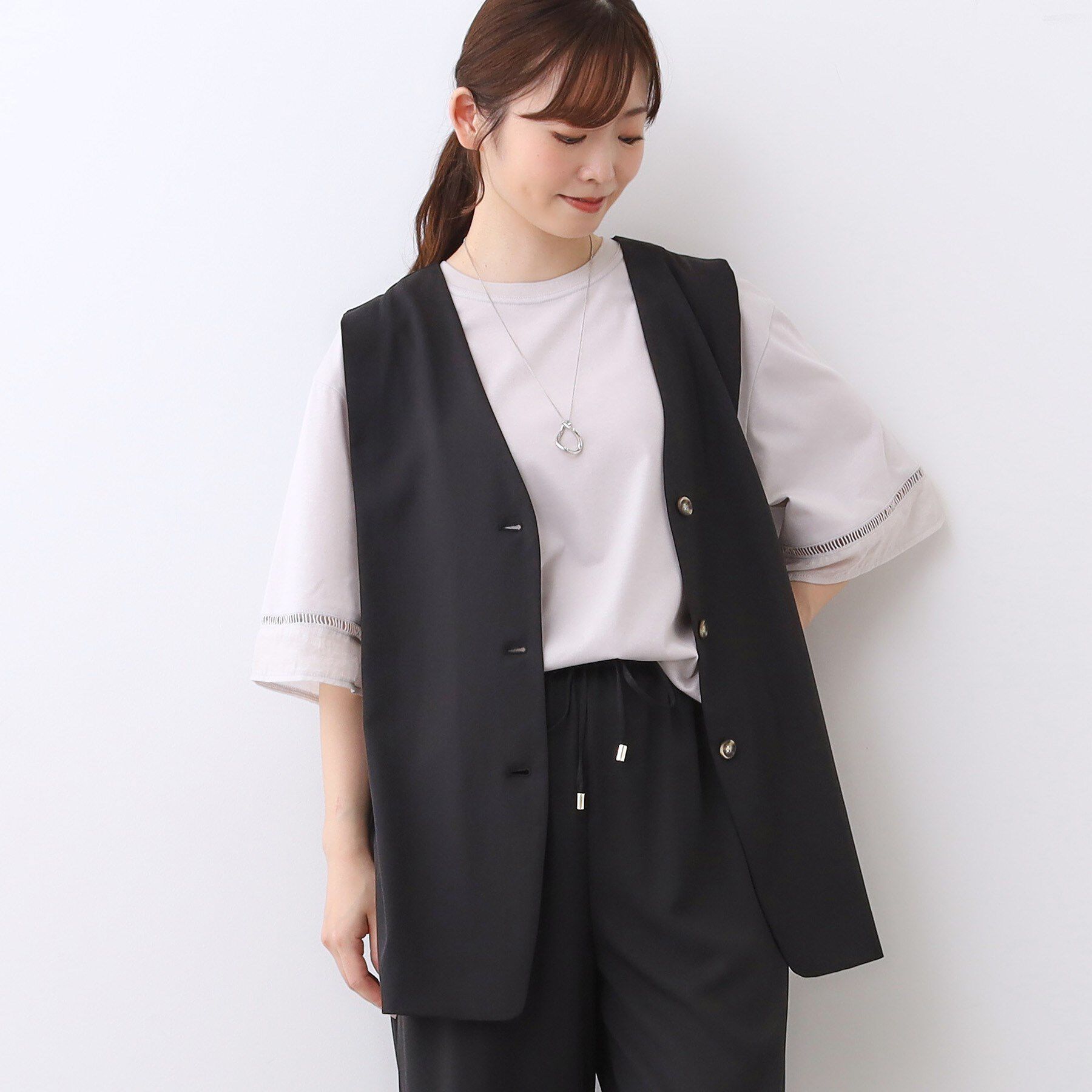 Reflect「【ウエスト総ゴム／セットアップ／単品使いOK◎】ベスト＋ストレートパンツセット」|スーツ|