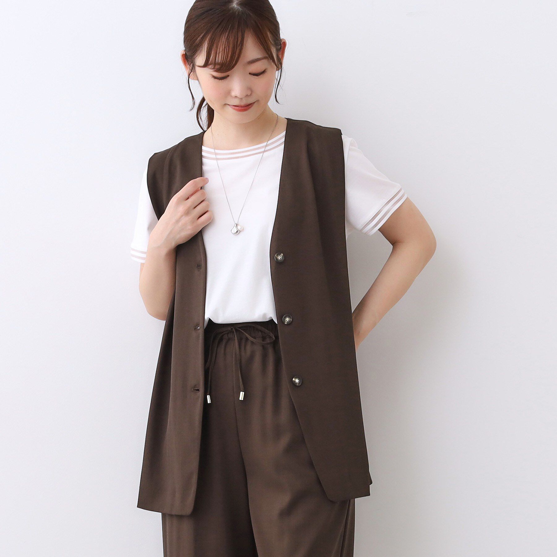 Reflect「【ウエスト総ゴム／セットアップ／単品使いOK◎】ベスト＋ストレートパンツセット」|スーツ|