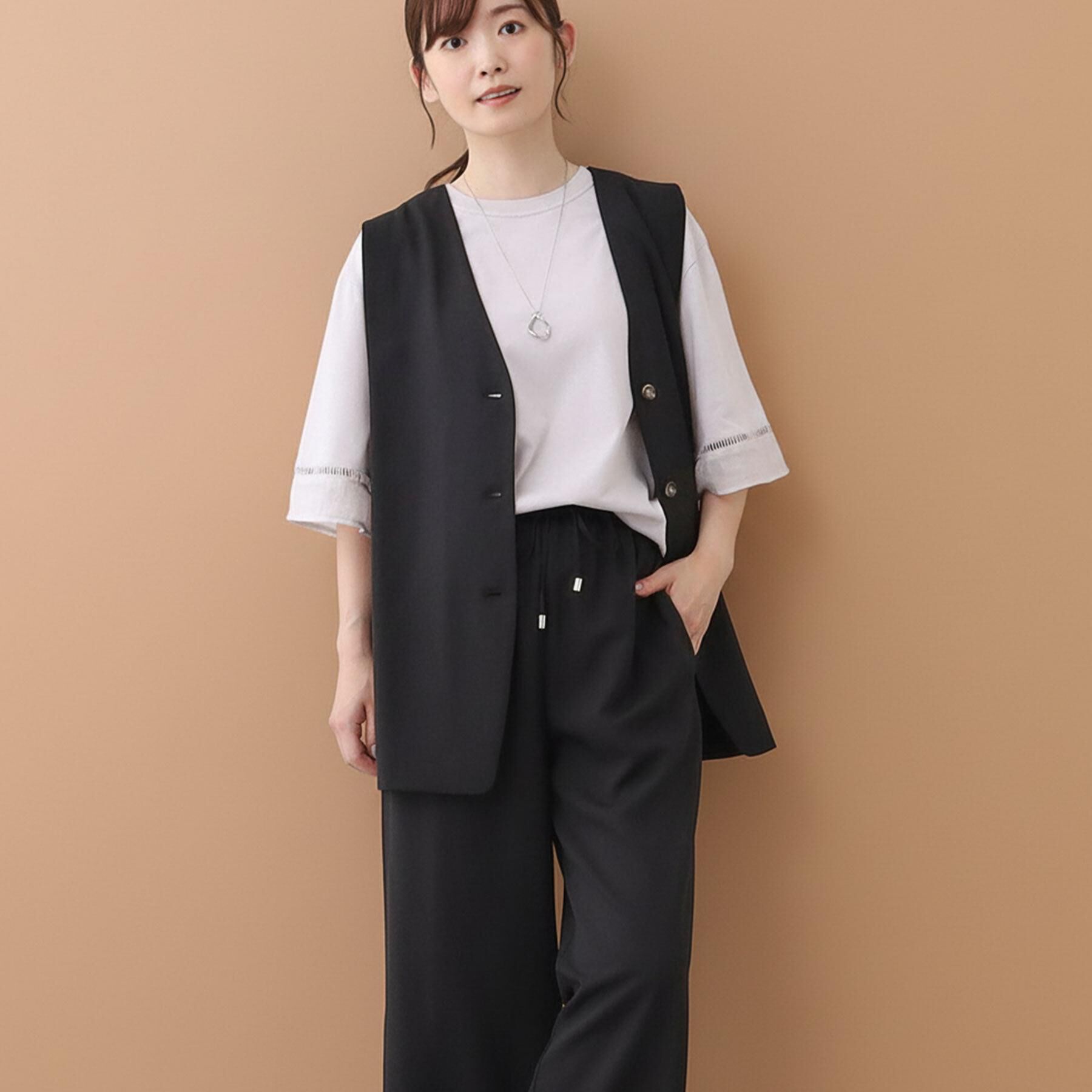 Reflect「【ウエスト総ゴム／セットアップ／単品使いOK◎】ベスト＋ストレートパンツセット」|スーツ|ブラック(019)