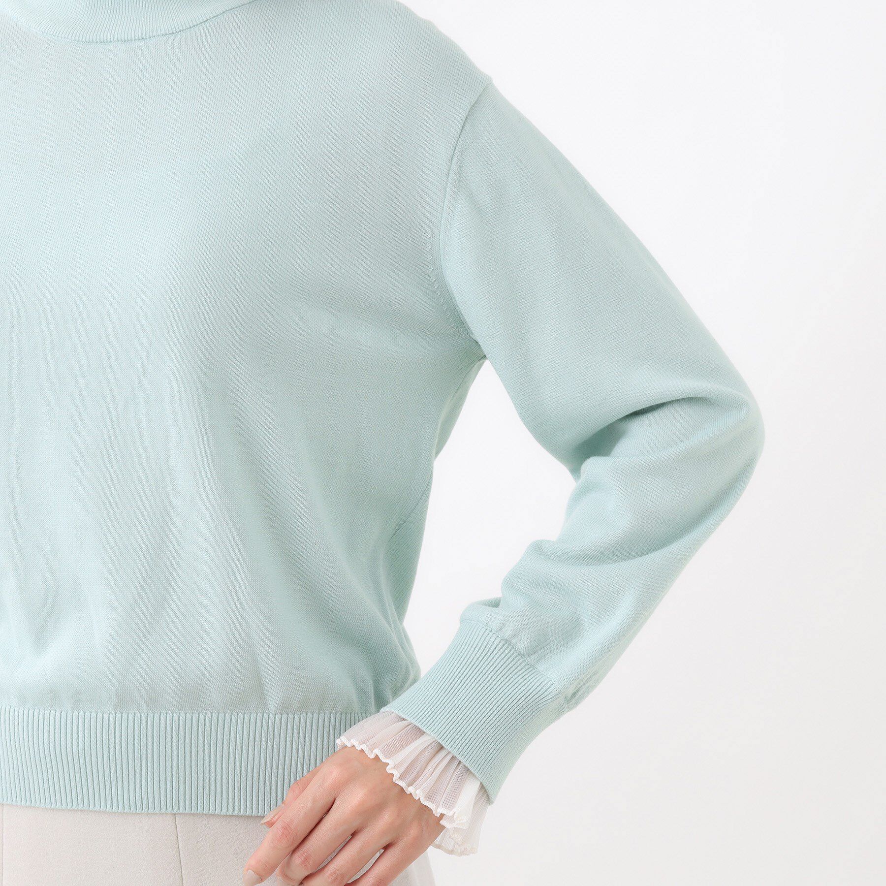 Reflect「【秋映え／重ね着風スタイルに◎】フリルプリーツスリーブニット」|ニット・セーター|