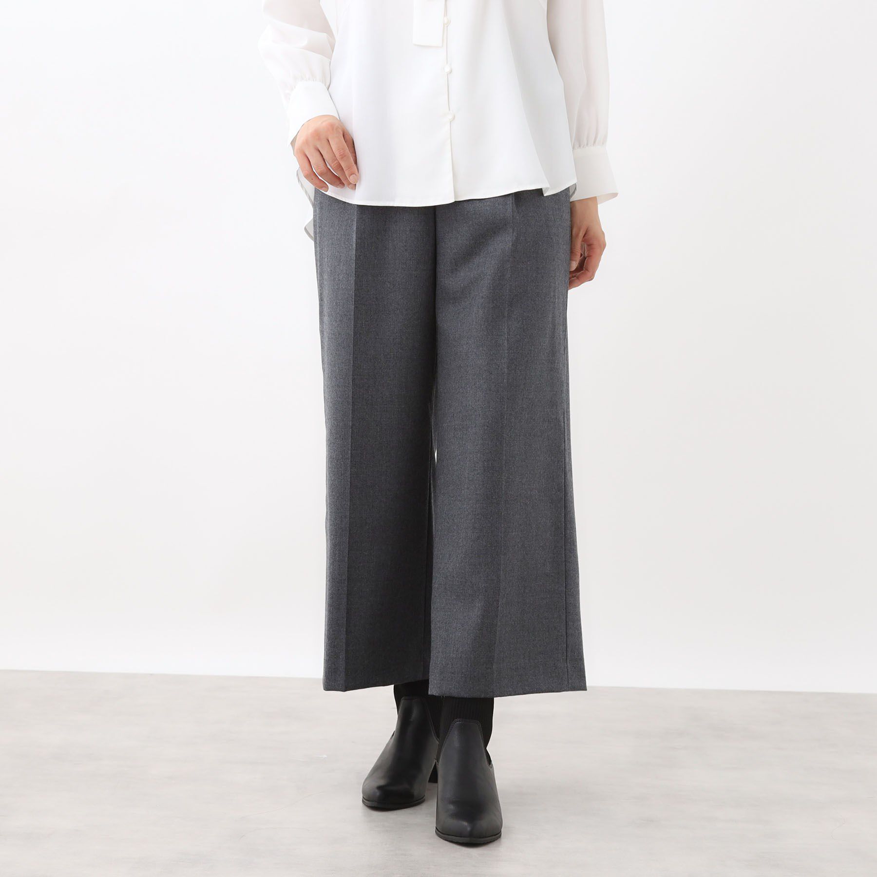 Reflect「【腰周りすっきり◎】ワイドクロップドパンツ」|その他|チャコールグレー(0