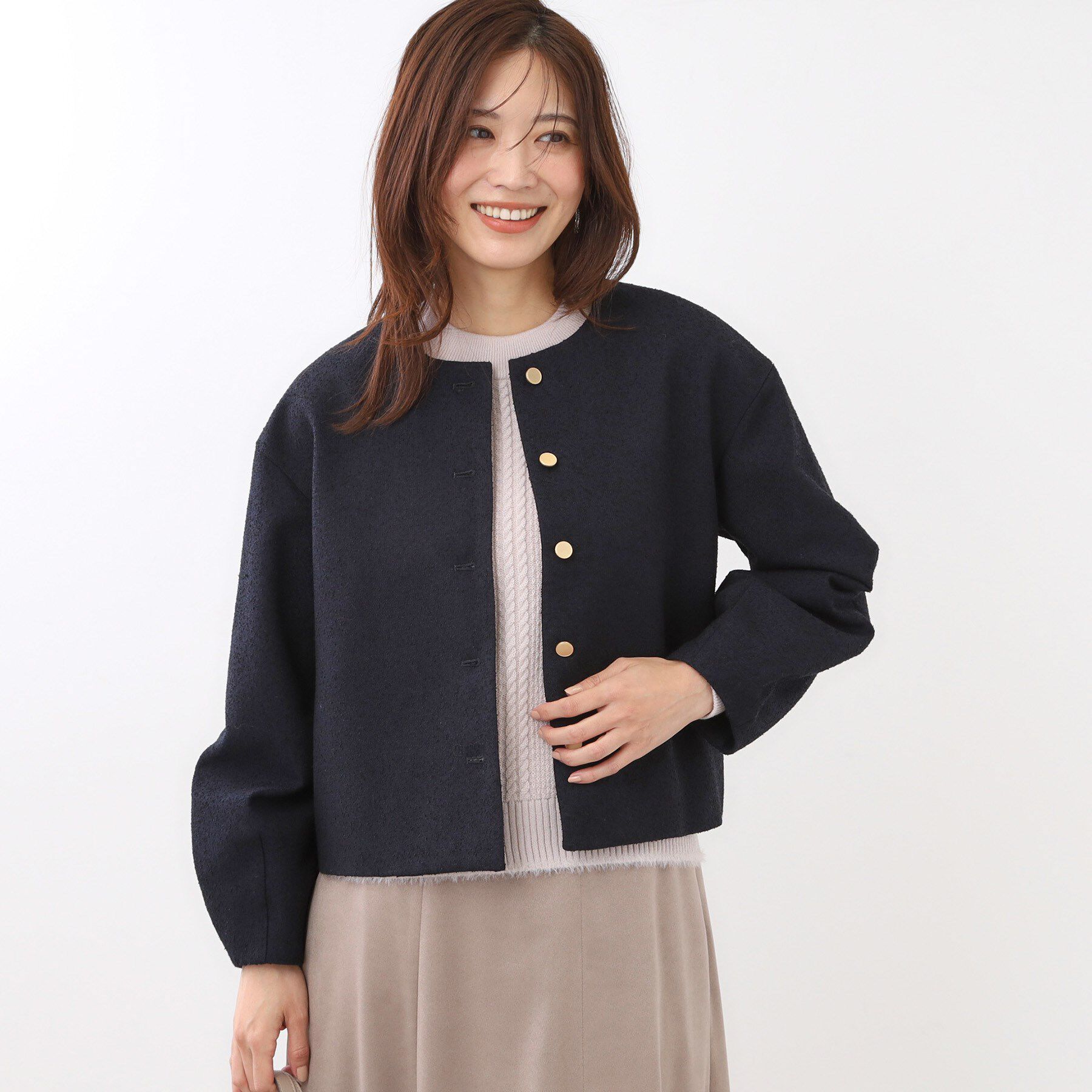 Reflect「【着映え◎／アームホールゆったり】グレンチェックジャコット」|ノーカラージャケット|