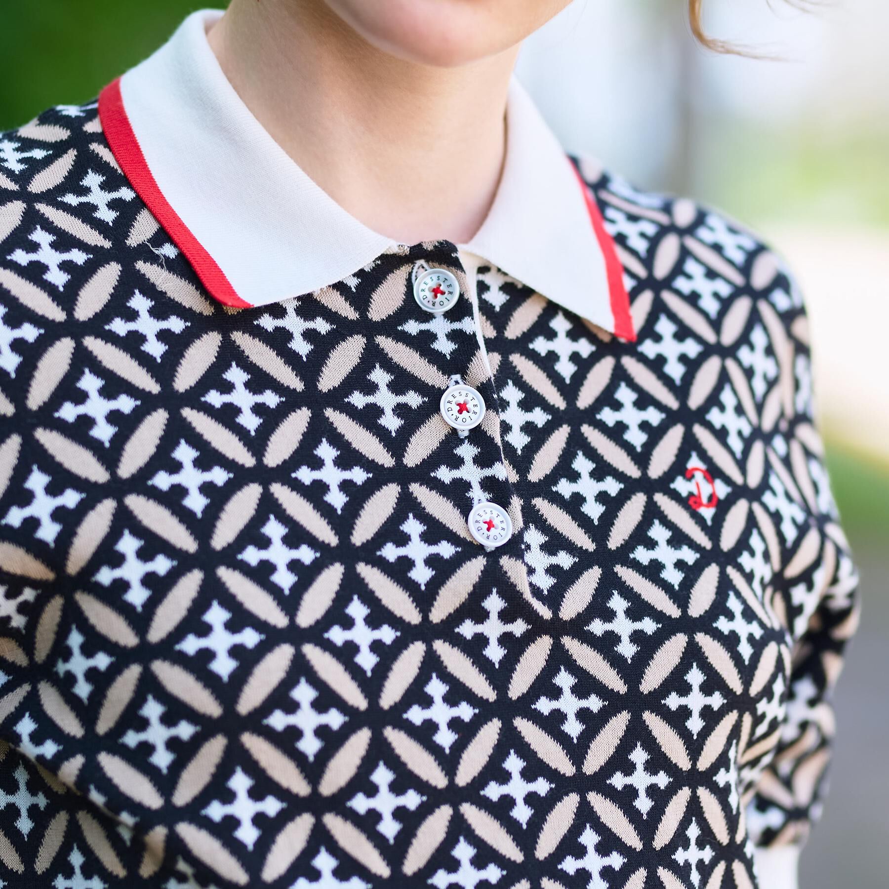 DRESSTERIOR「【コットン100％/オリジナル柄】オーバーラップサークルポロニット」|ニット・セーター|