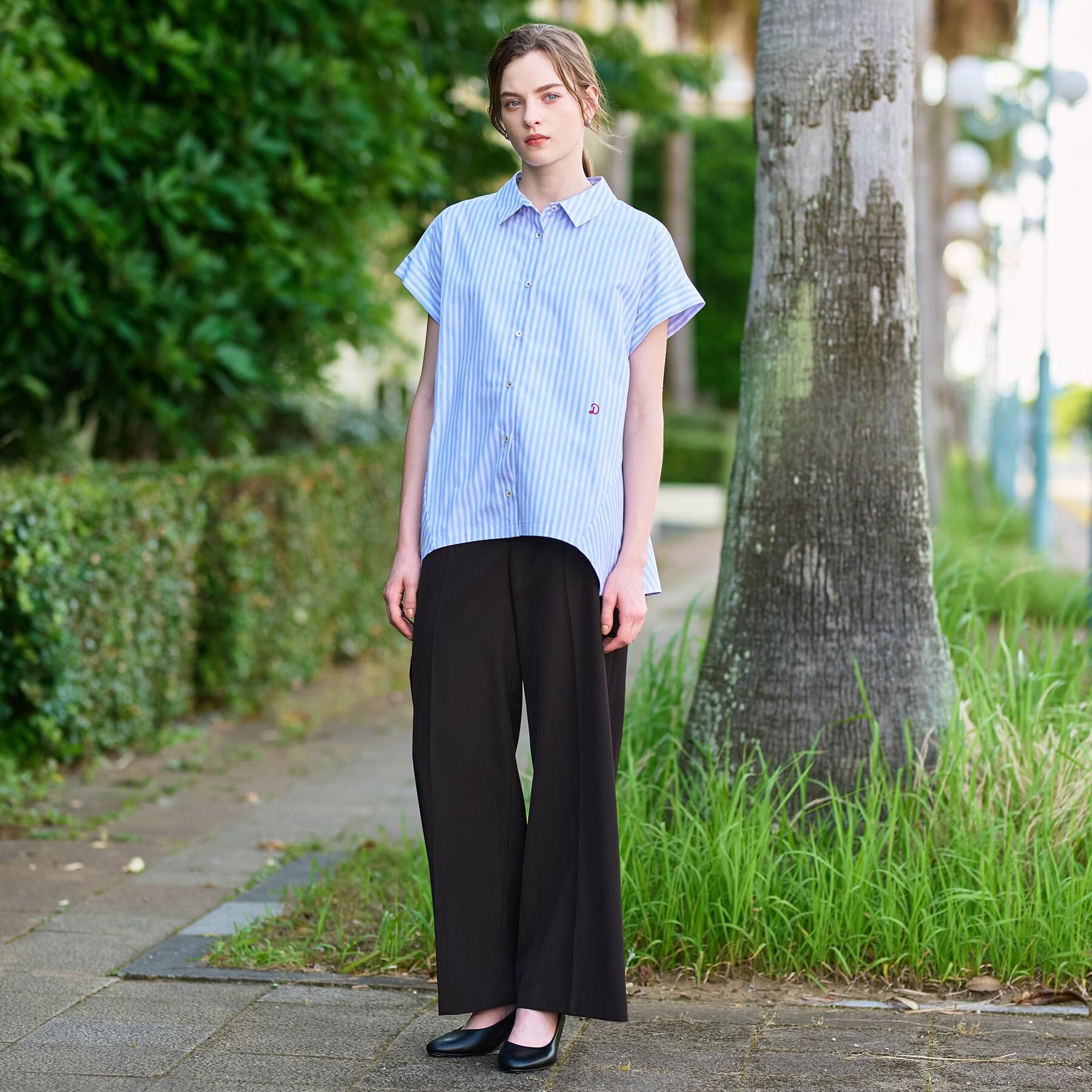 DRESSTERIOR「【洗える/コットン100％】イレギュラーヘムストライプシャツ」|シャツ・ブラウス|