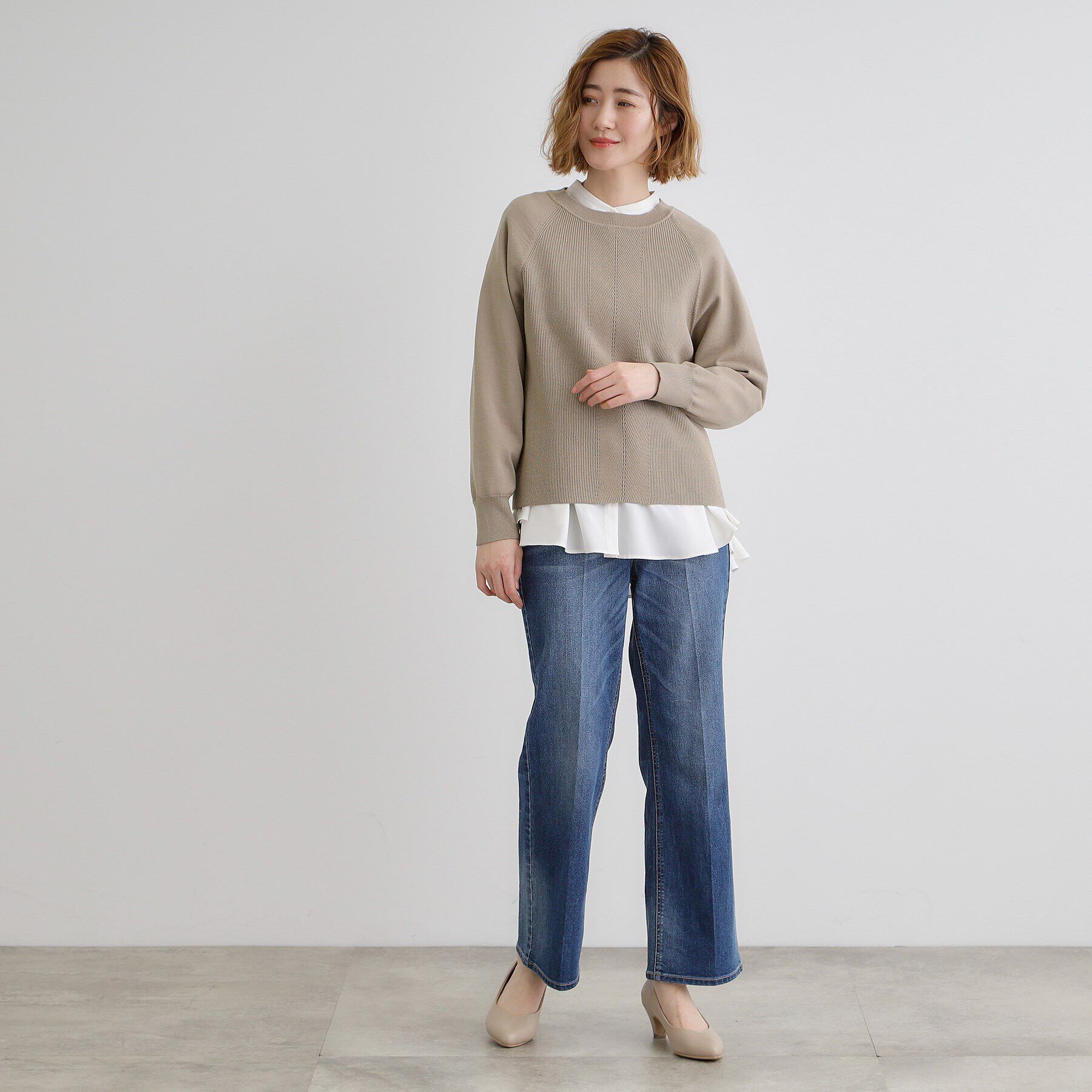 grove「畦編みクルーネックニット」|ニット・セーター|