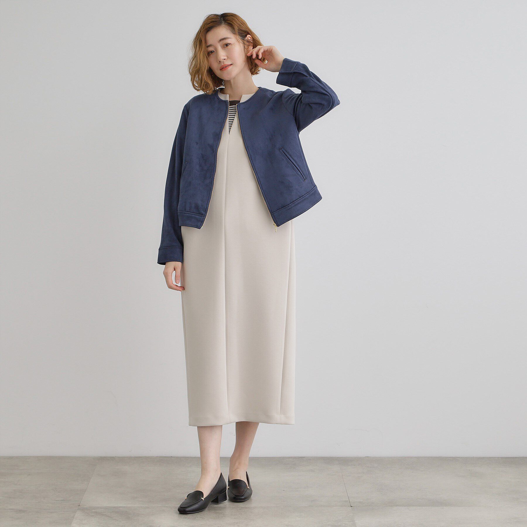 grove「スエードライクノーカラージャケット」|ブルゾン・スタジャン|