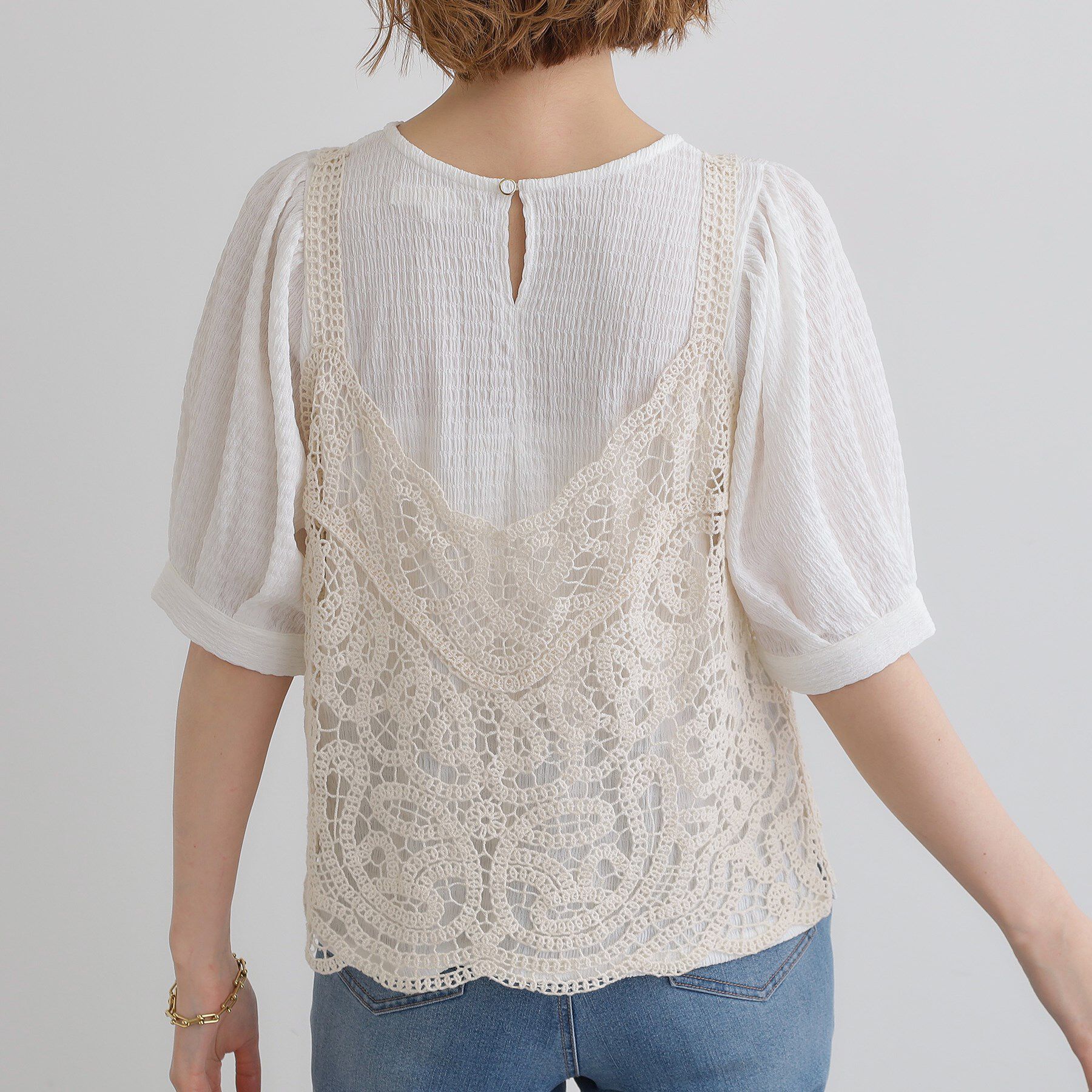 grove「1枚でお洒落に決まるレースビスチェ&times;ブラウスSET」|シャツ・ブラウス|