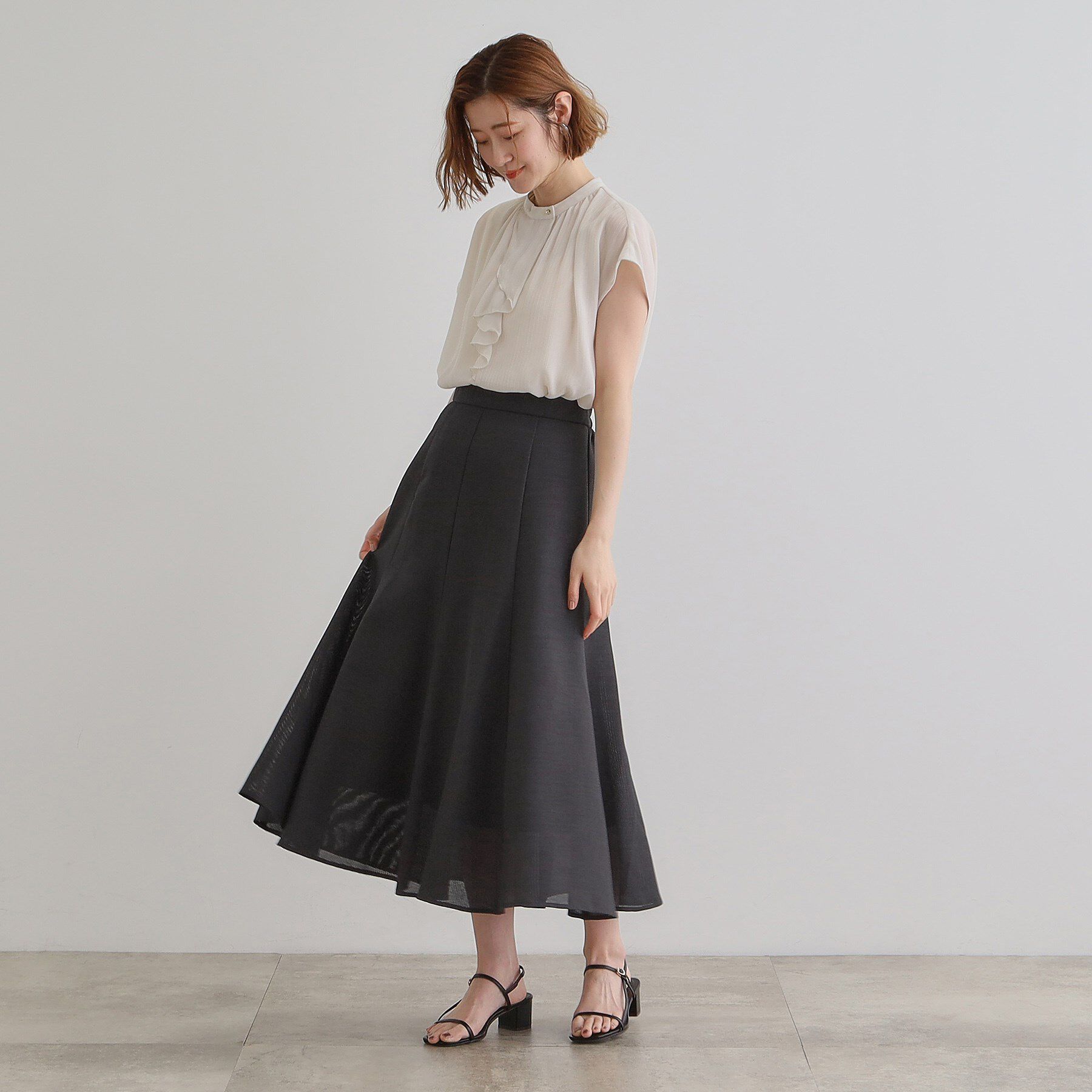 grove「【大人のリゾートスタイル/SETUP】麻調フレアスカート」|スカート|