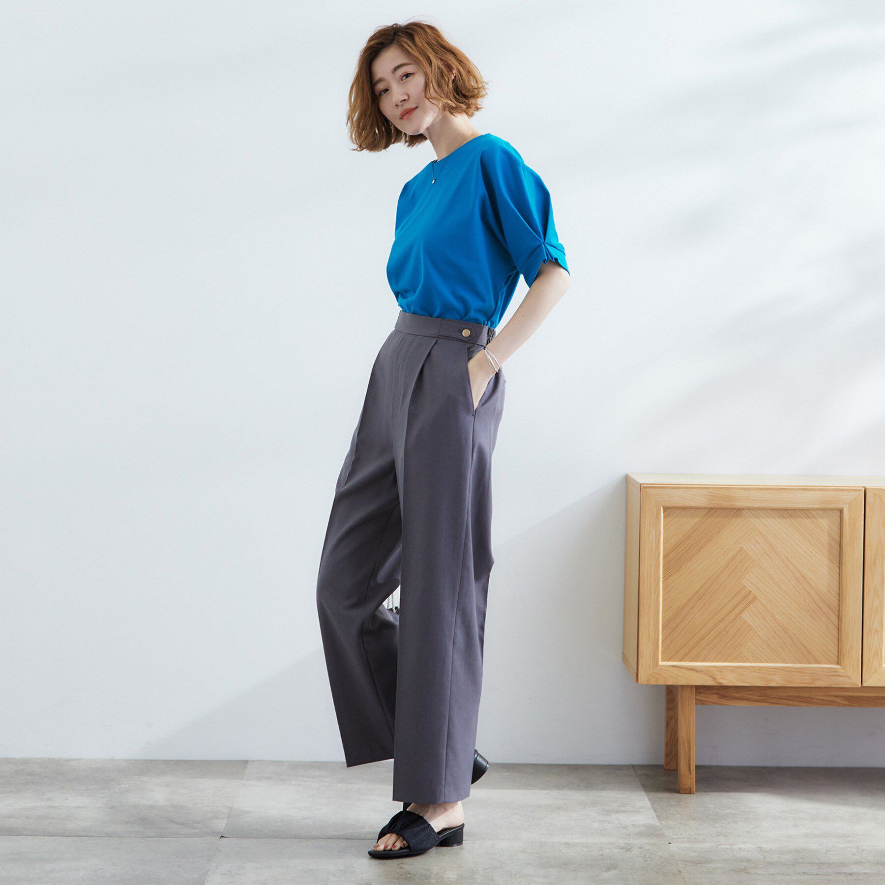 grove「【UVカット/ひんやり/二の腕カバー】タックドルマンプルオーバー」|Tシャツ・カットソー|