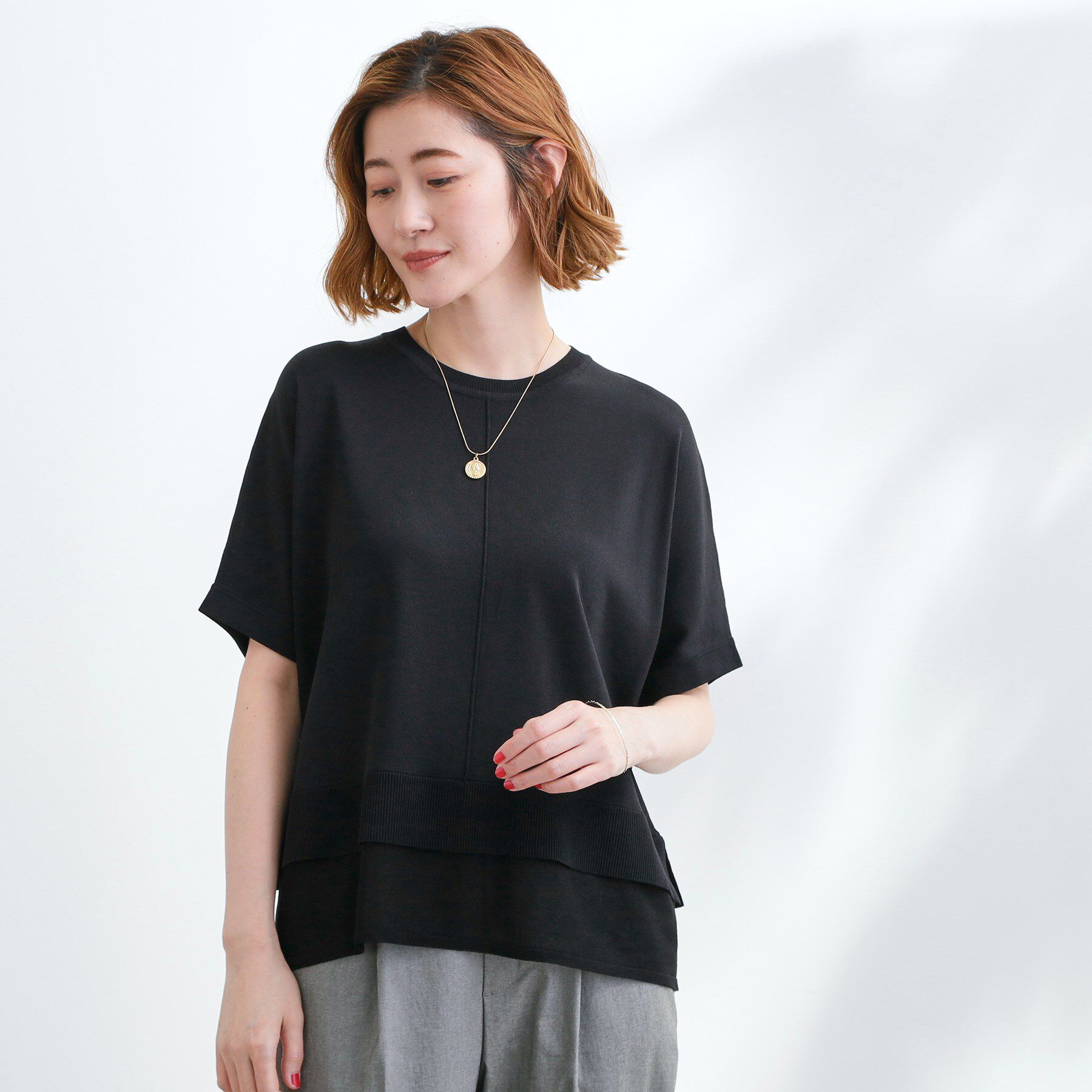 grove「【夏に嬉しい機能付き】やわらかドライタッチレイヤードライクニット」|ニット・セーター|