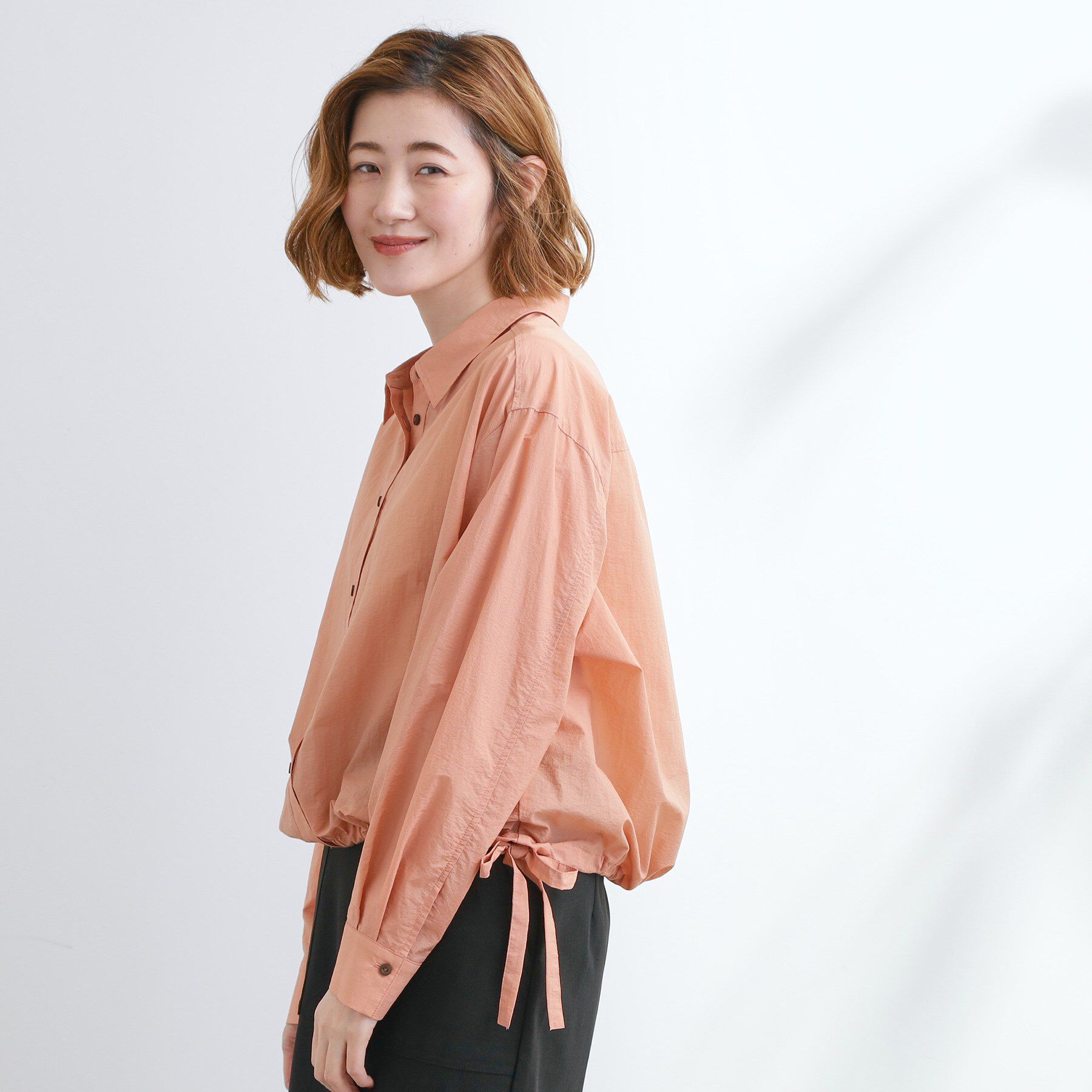 grove「【UVカット/洗える】クロップドシアーシャツ」|シャツ・ブラウス|オレンジ(065)