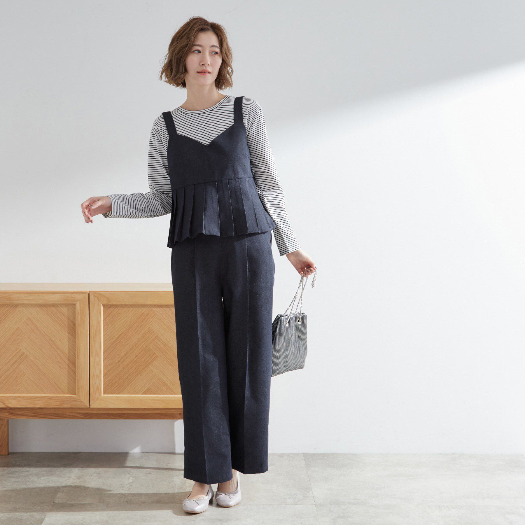 grove「【2点SET/体型カバー】夏から秋まで着まわせる！プリーツビスチェセットアップ」|スーツ|