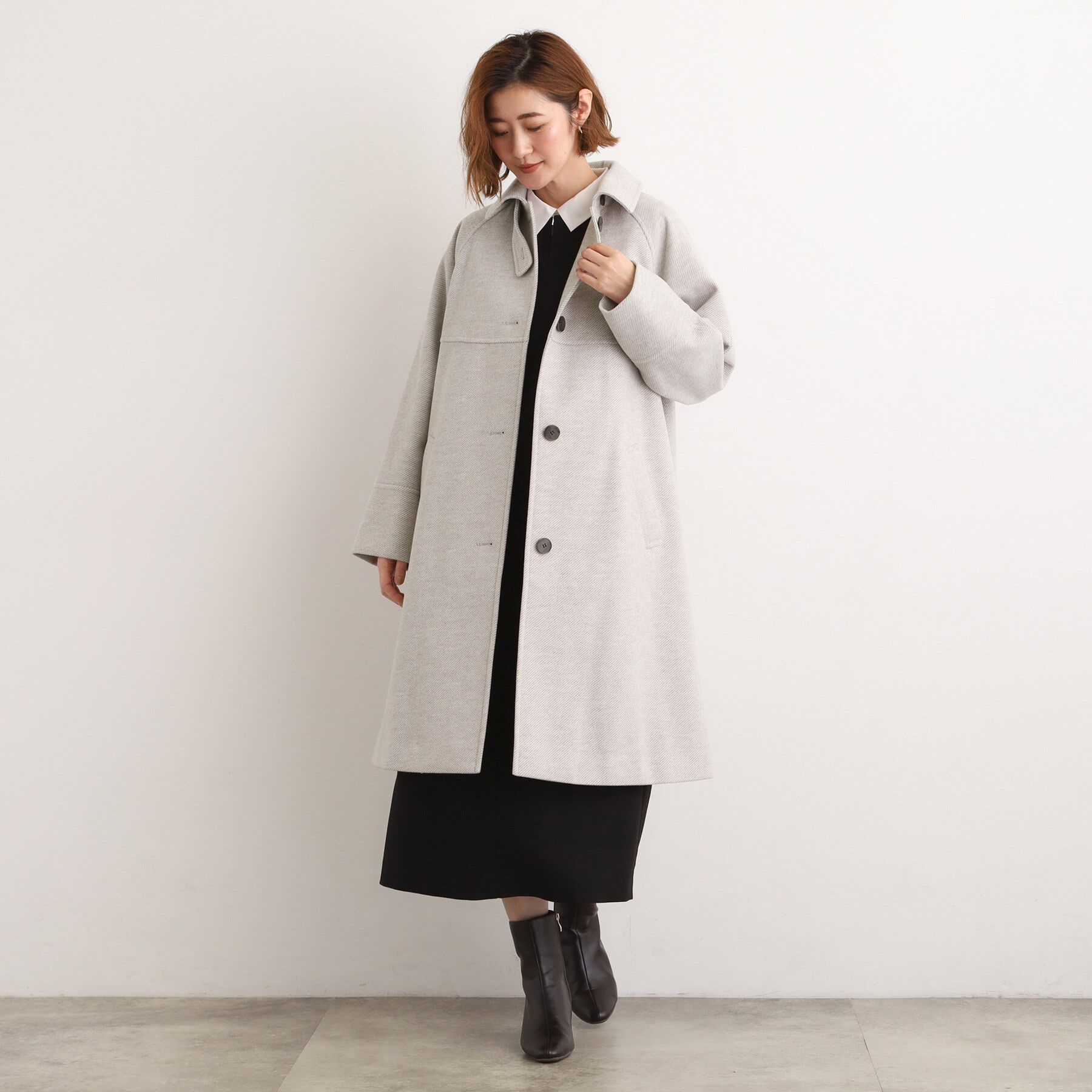 grove「クラシカルな佇まい 大人のステンカラーロングコート」|ステンカラーコート|