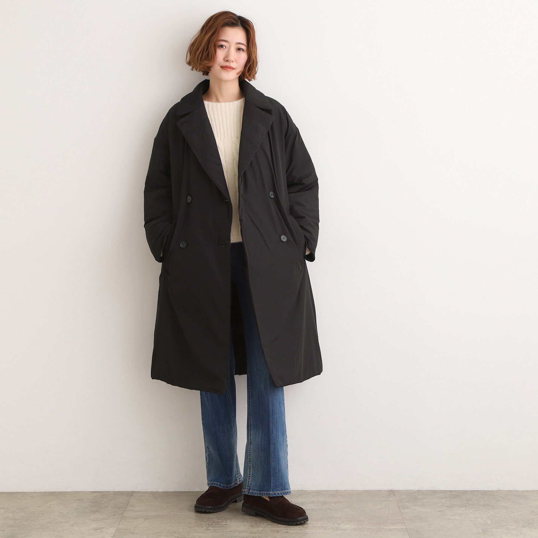 grove「すっきり見え、ステッチレス中綿コート」|ダウン|