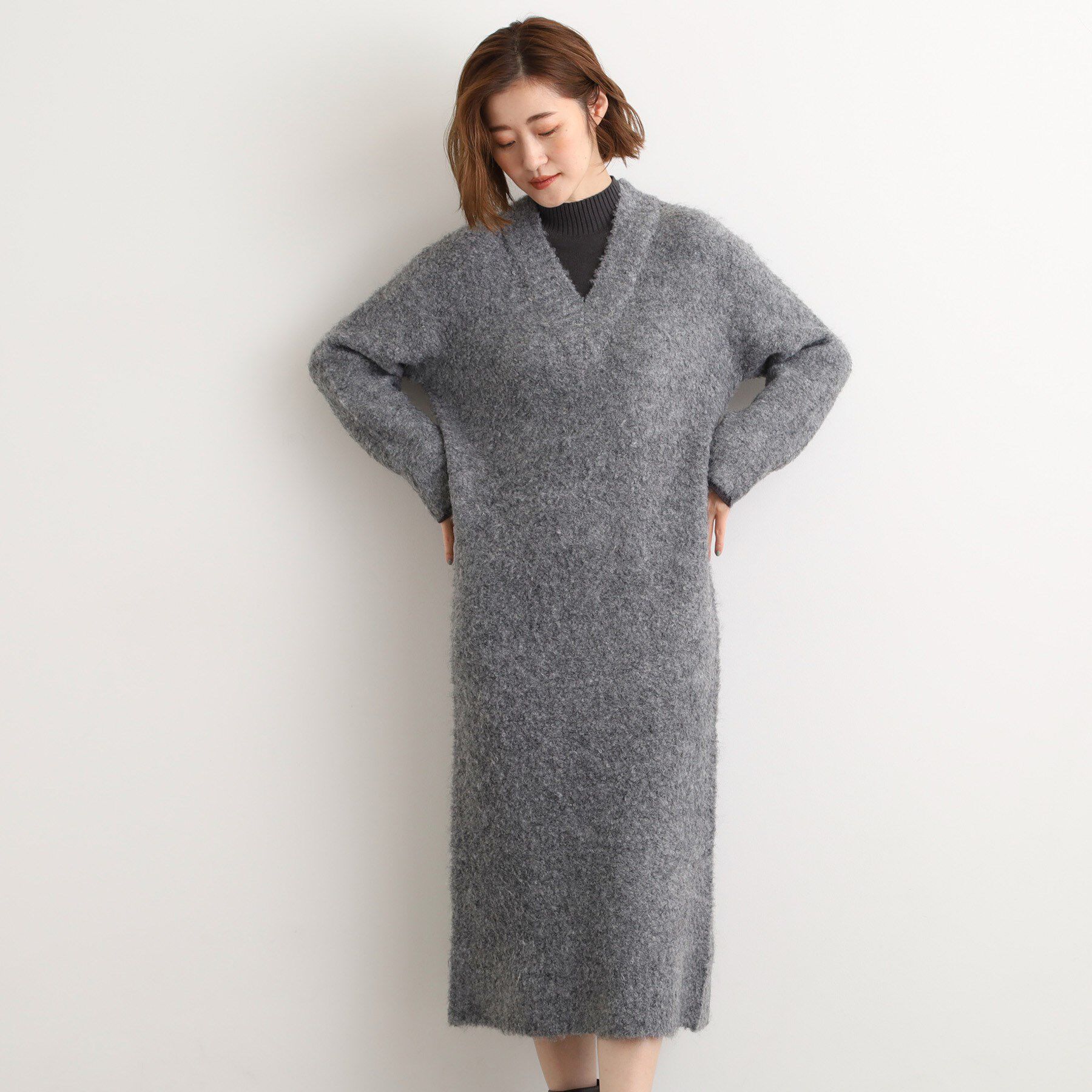 grove「一枚でレイヤードコーデ完成！ブークレーニットワンピース」|ワンピース|