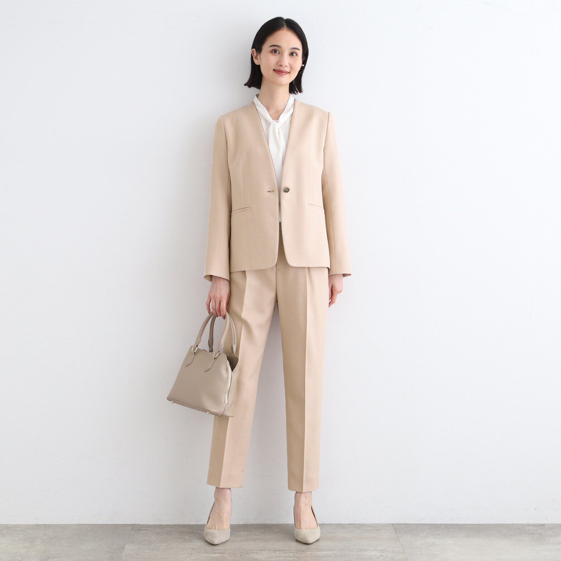 INDIVI「【洗える／UVケア／定番スーツ】ウール調ノーカラージャケット」|スーツ|