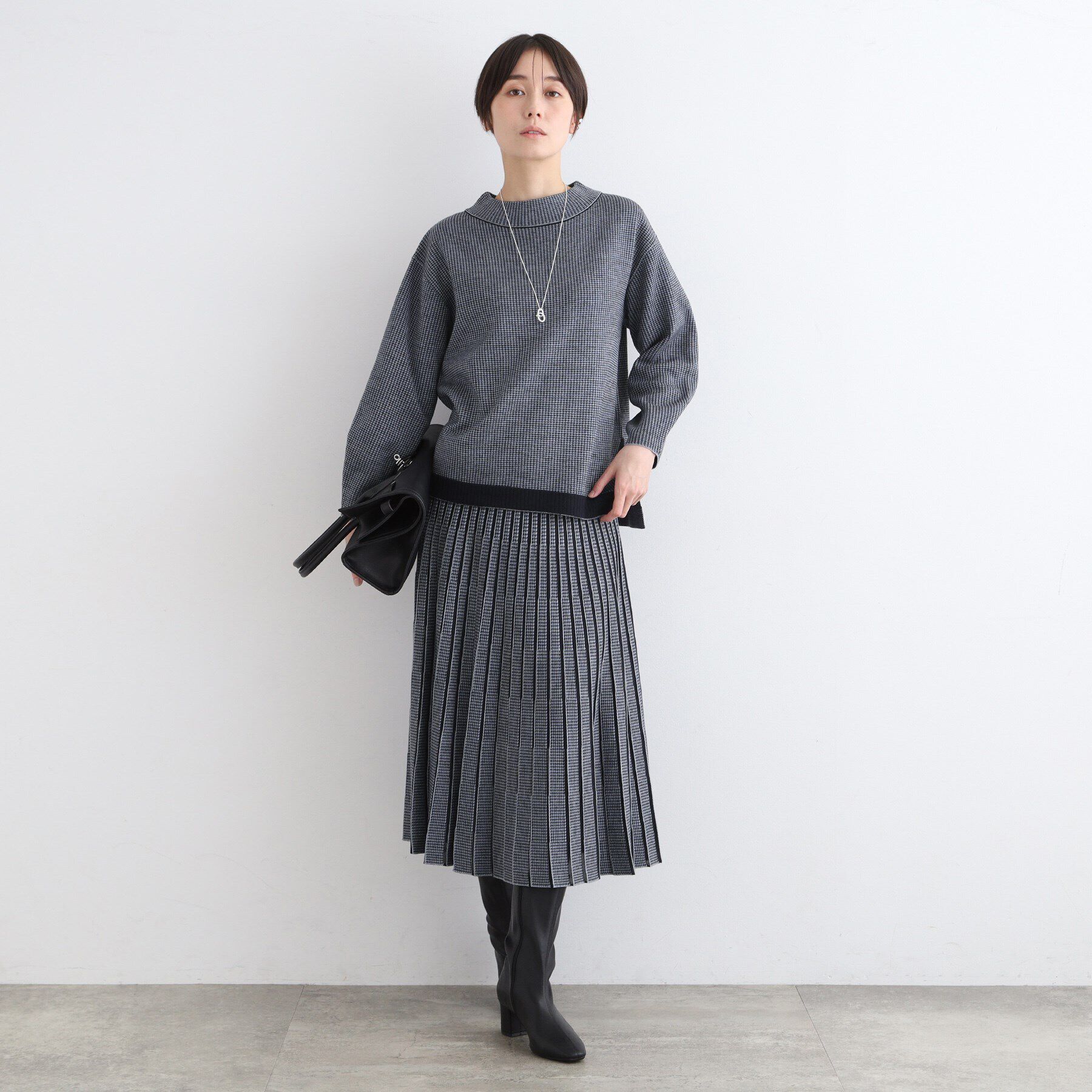 INDIVI「【洗える／SETUP可能】ジャカードニットプリーツスカート」|スカート|