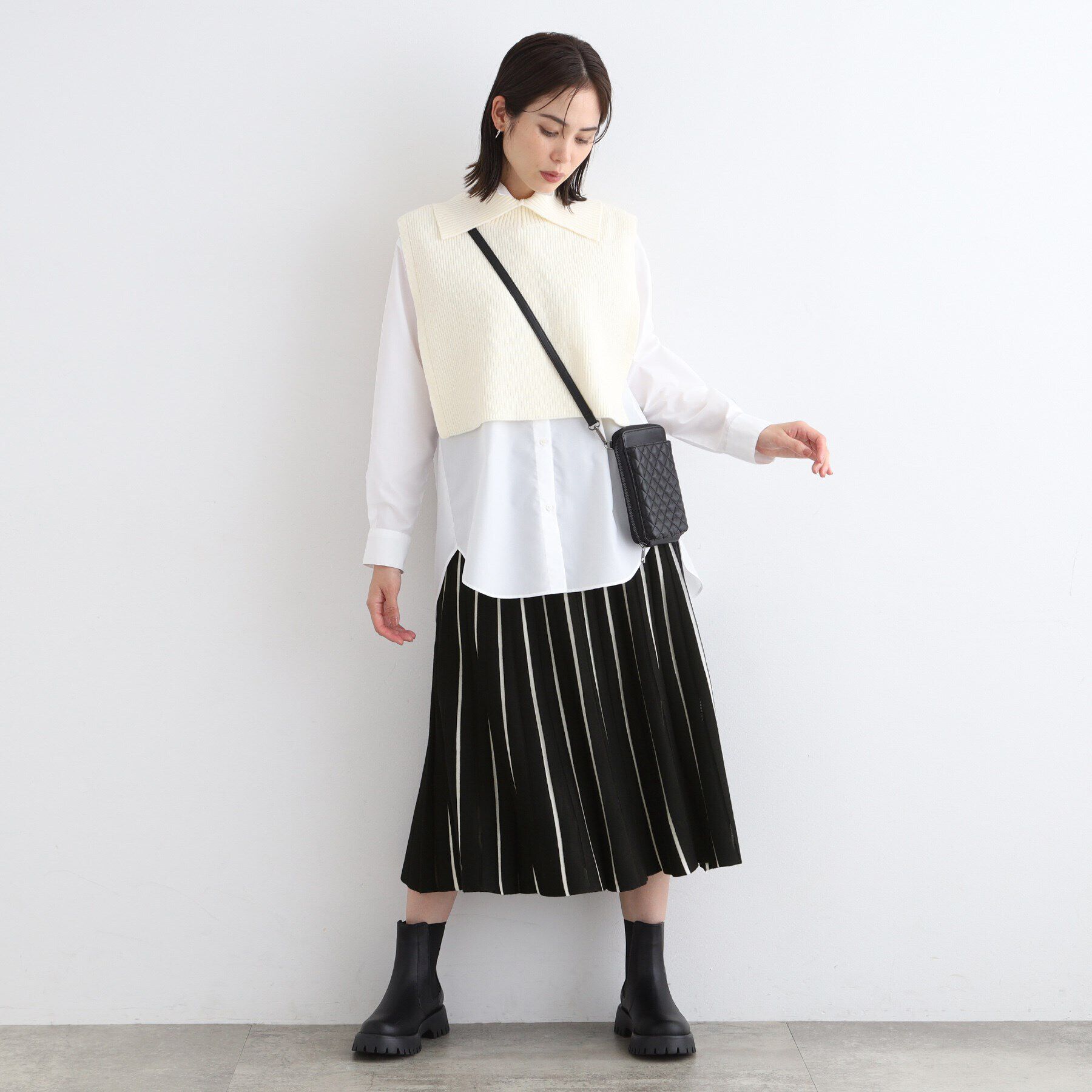 INDIVI「【洗える／SETUP可能】ジャカードニットプリーツスカート」|スカート|