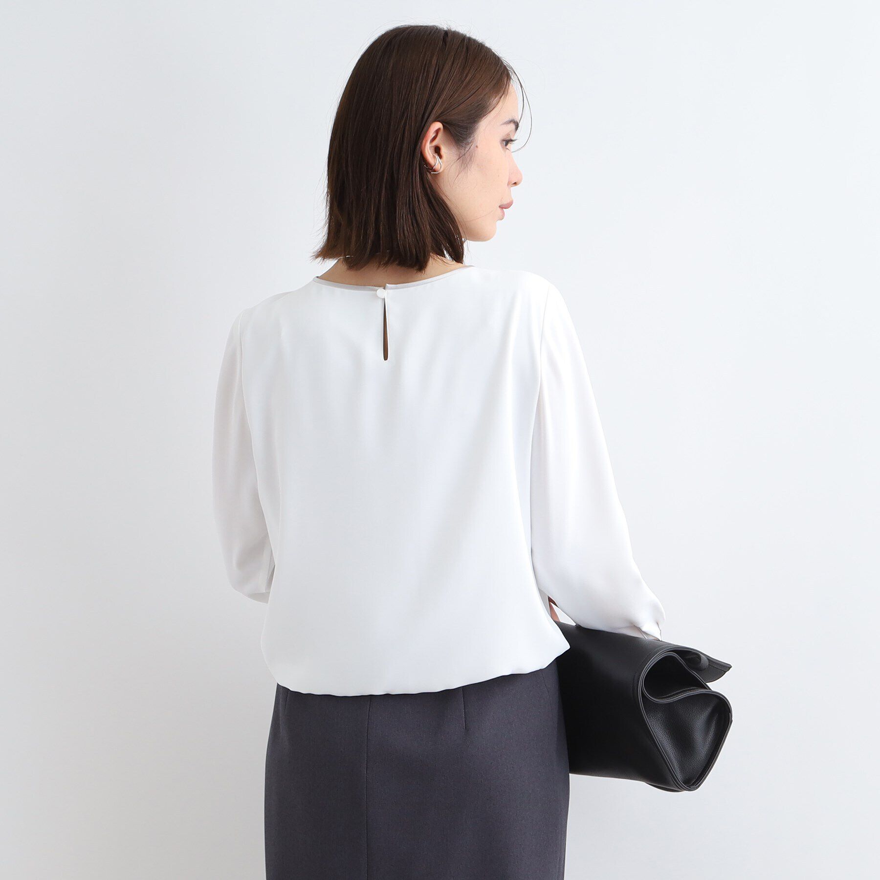 INDIVI「【洗える／UVケア】センタータックショート丈ブラウス」|シャツ・ブラウス|