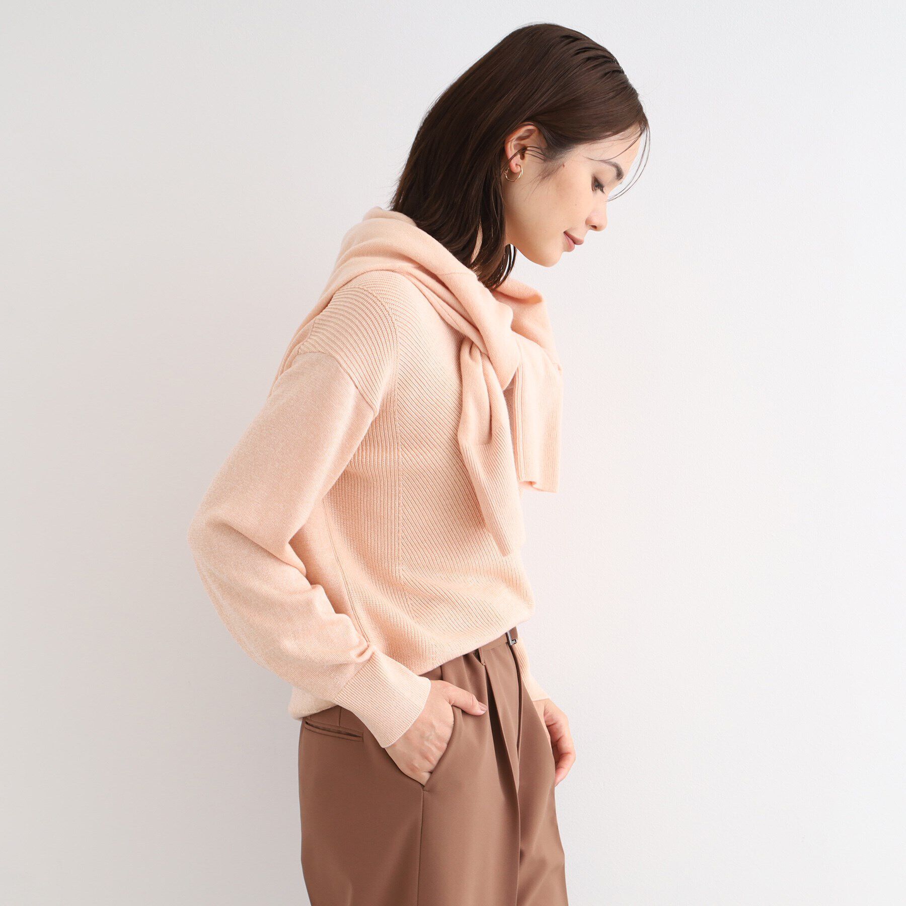 INDIVI「【洗える／日本製／ウール混】Vネックラメニット」|ニット・セーター|