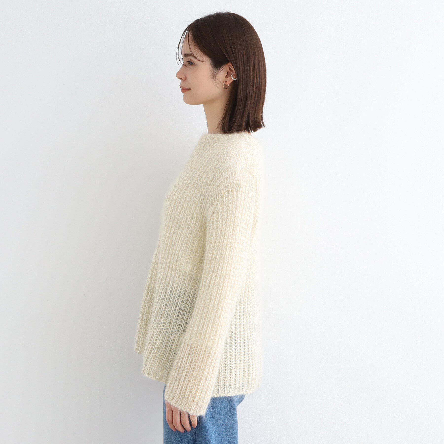 INDIVI「【洗える／モヘヤ混】ヘアリーゆるラメニット」|ニット・セーター|