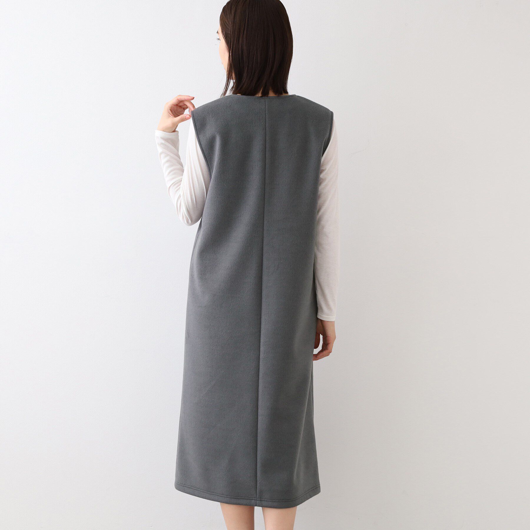 INDIVI「【日本製】ヘアリーキーネックジャンパードレス」|ワンピース|