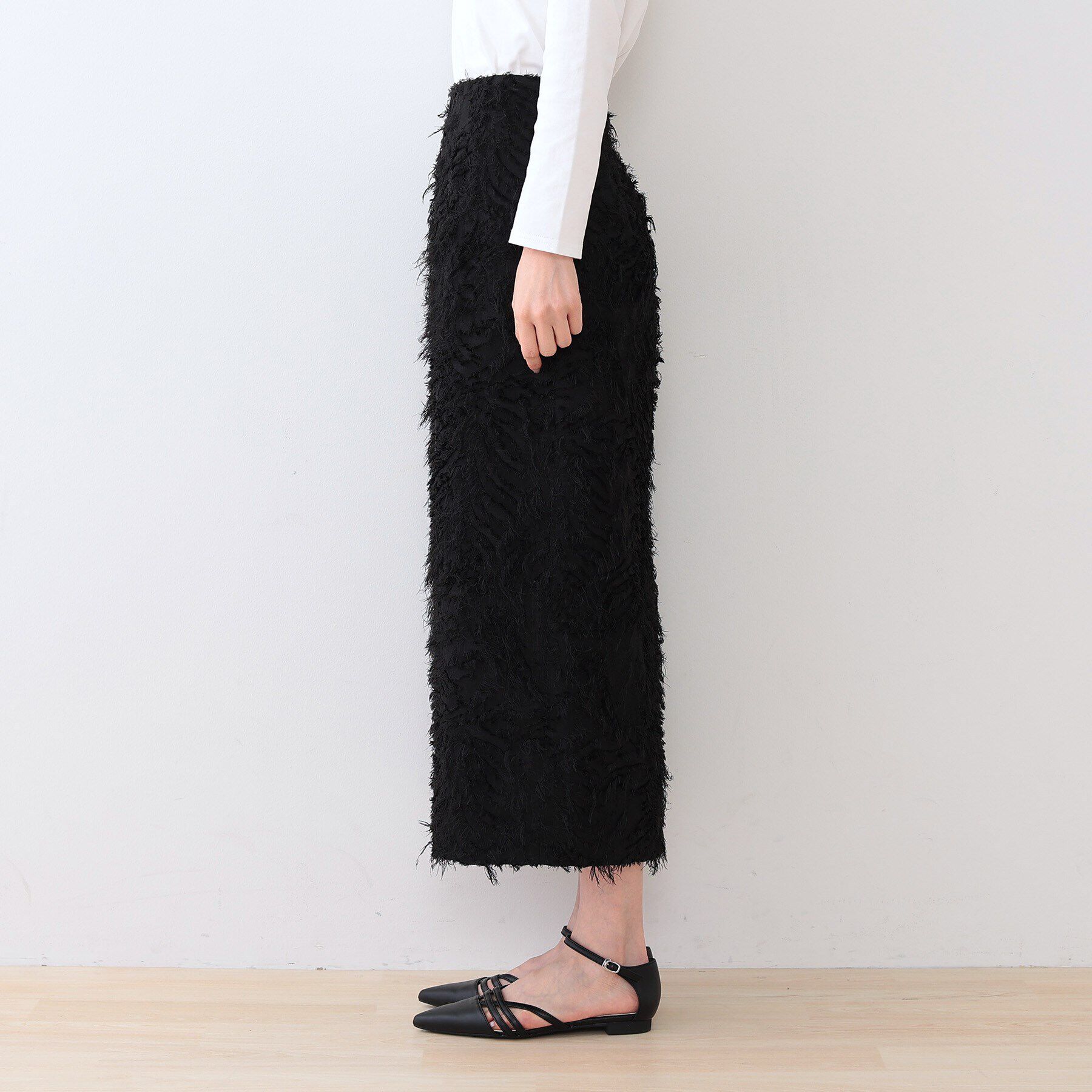 INDIVI「【スタイルUP】フリンジ調ジャカード ストレートラインスカート」|スカート|