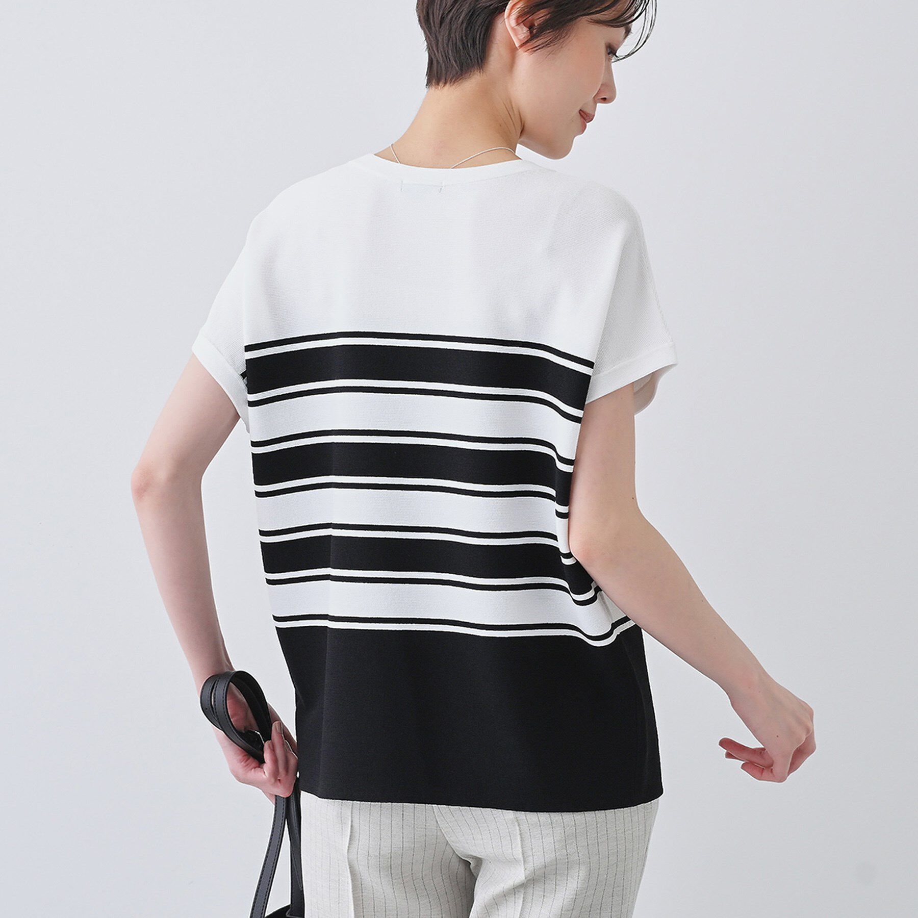 INDIVI「新色登場！【洗える／清涼感】レーヨンストレッチ フレンチスリーブニット」|ニット・セーター|