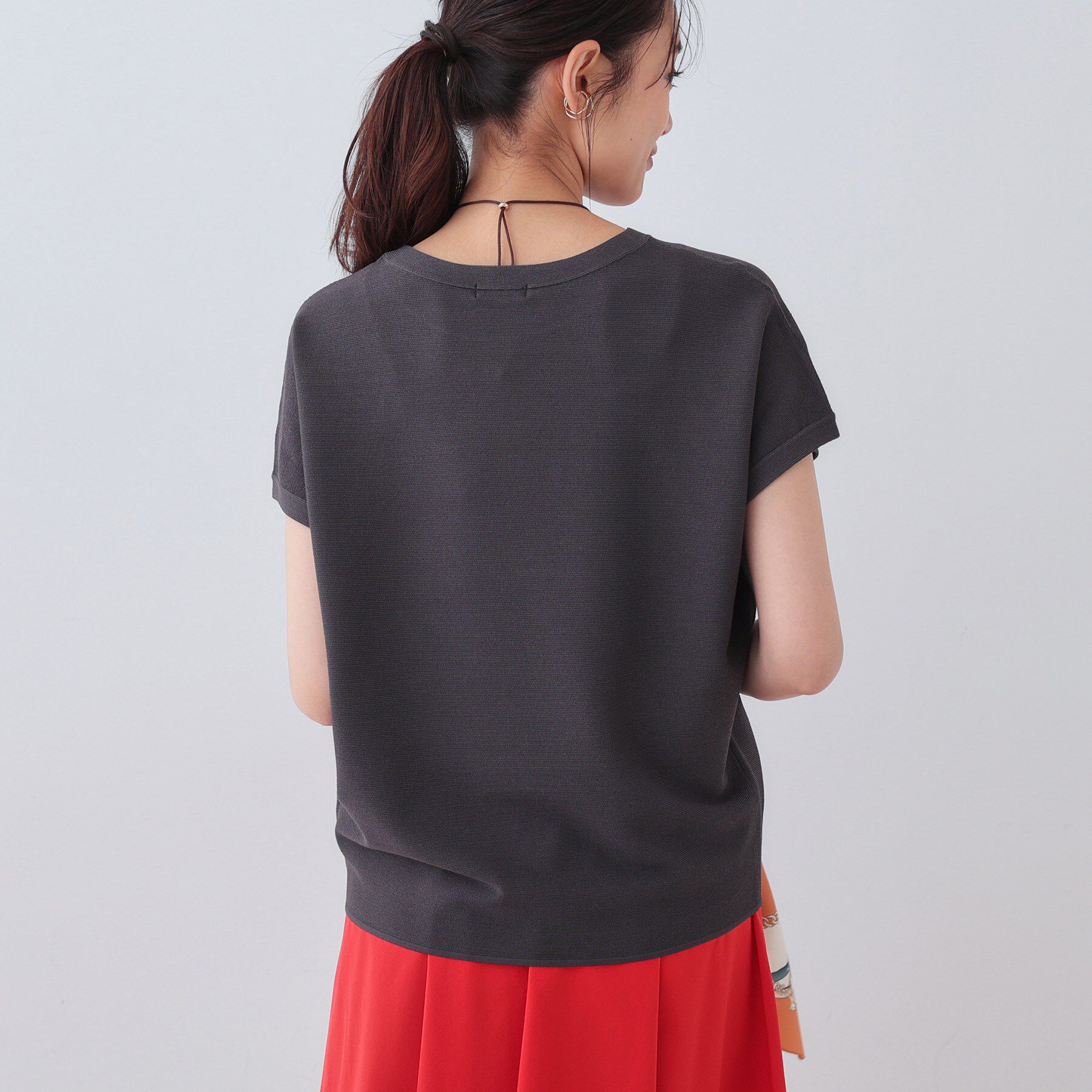 INDIVI「新色登場！【洗える／清涼感】レーヨンストレッチ フレンチスリーブニット」|ニット・セーター|