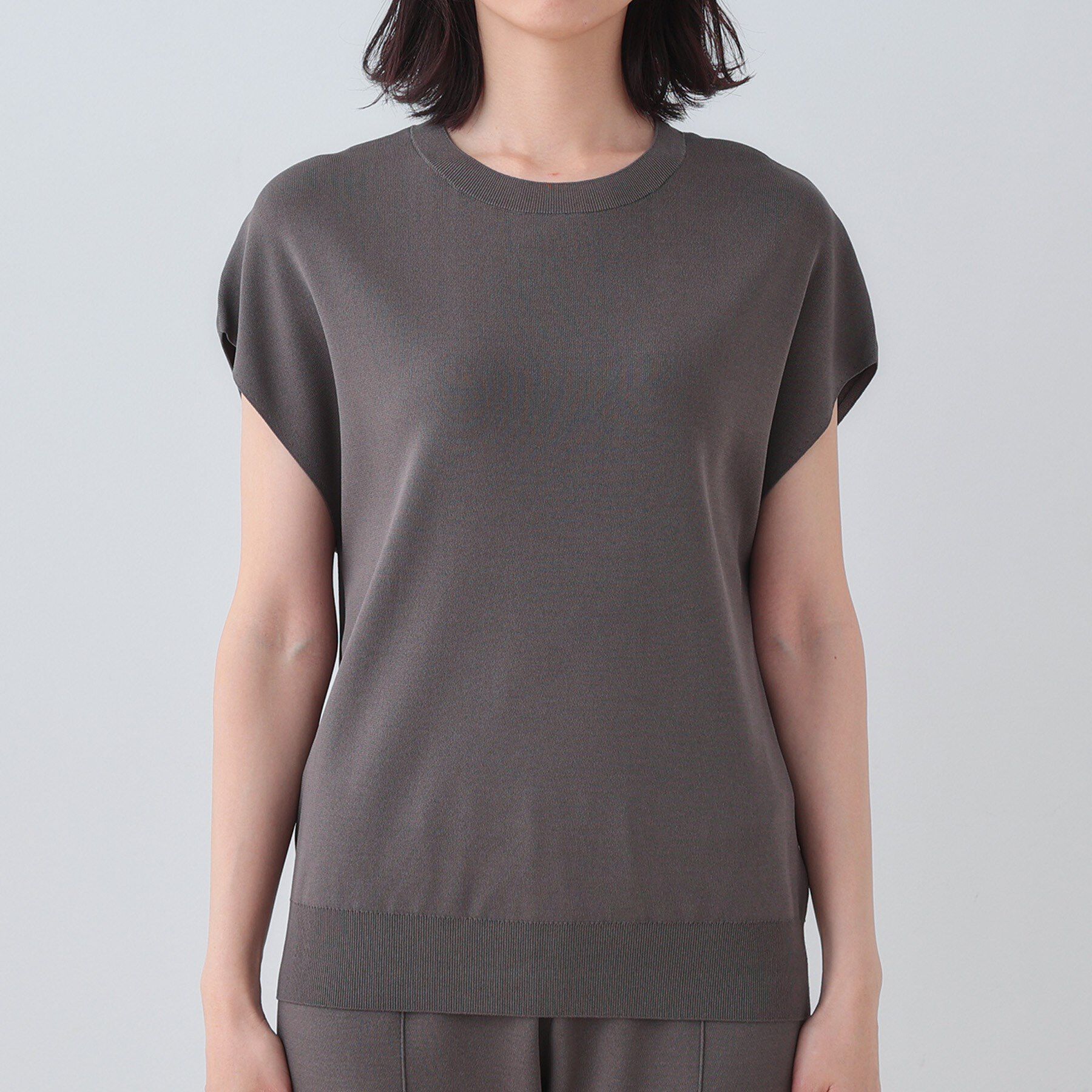 INDIVI「【洗える／SETUP可能】フレンチスリーブ イージーニット」|ニット・セーター|