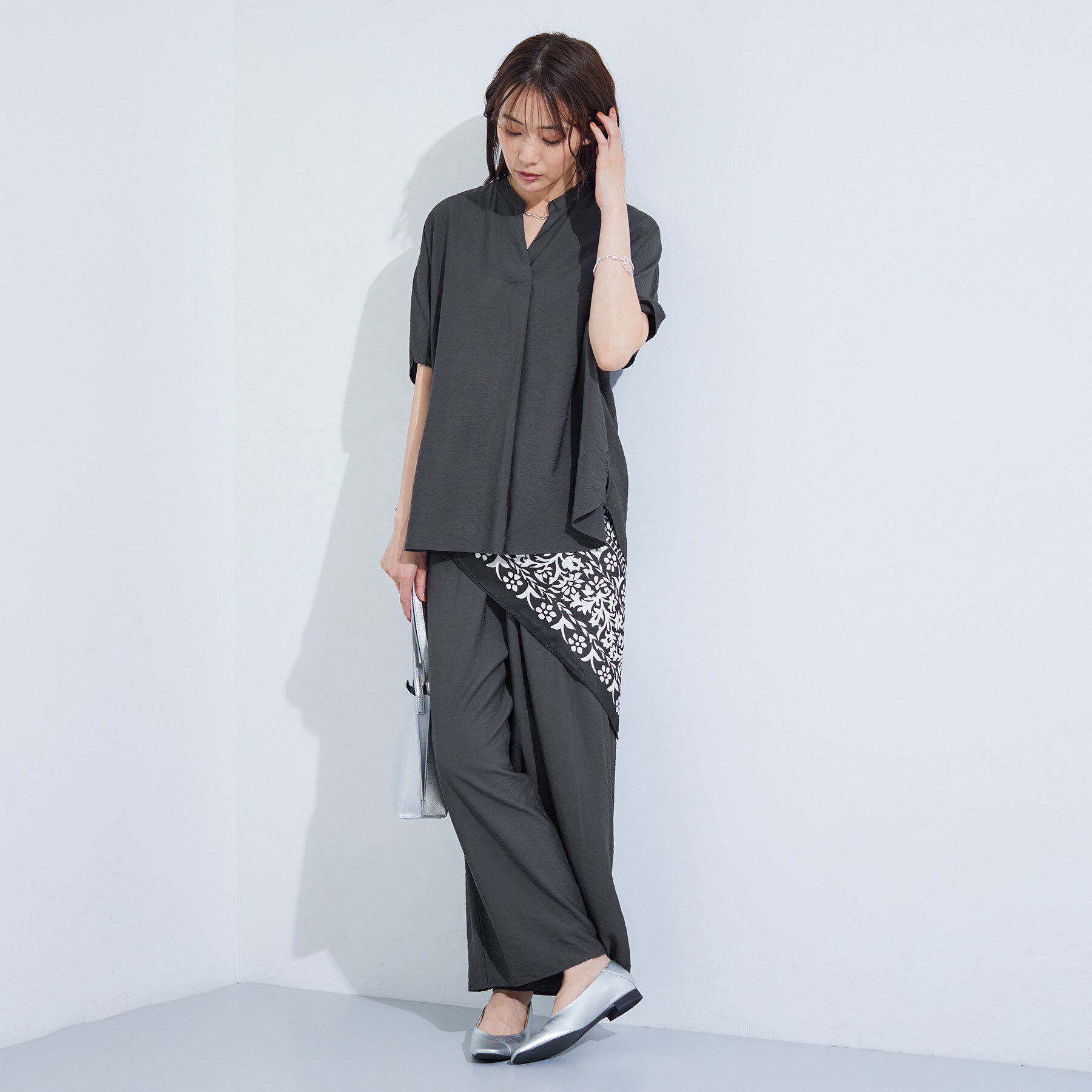 INDIVI「【洗える／UVケア／SETUP可能】スキッパードルマンブラウス」|シャツ・ブラウス|