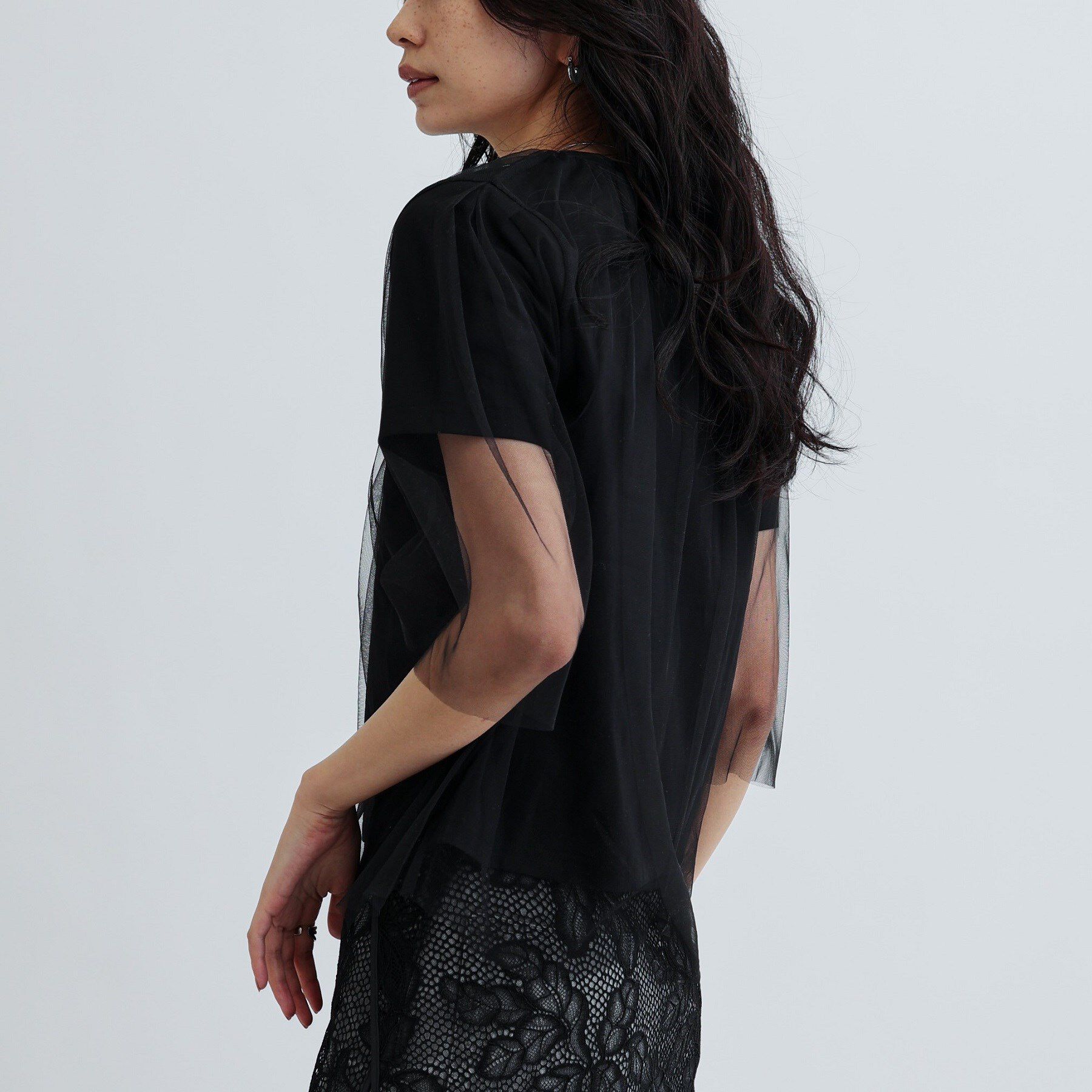 GALLEST「レイヤードチュールトップス」|Tシャツ・カットソー|